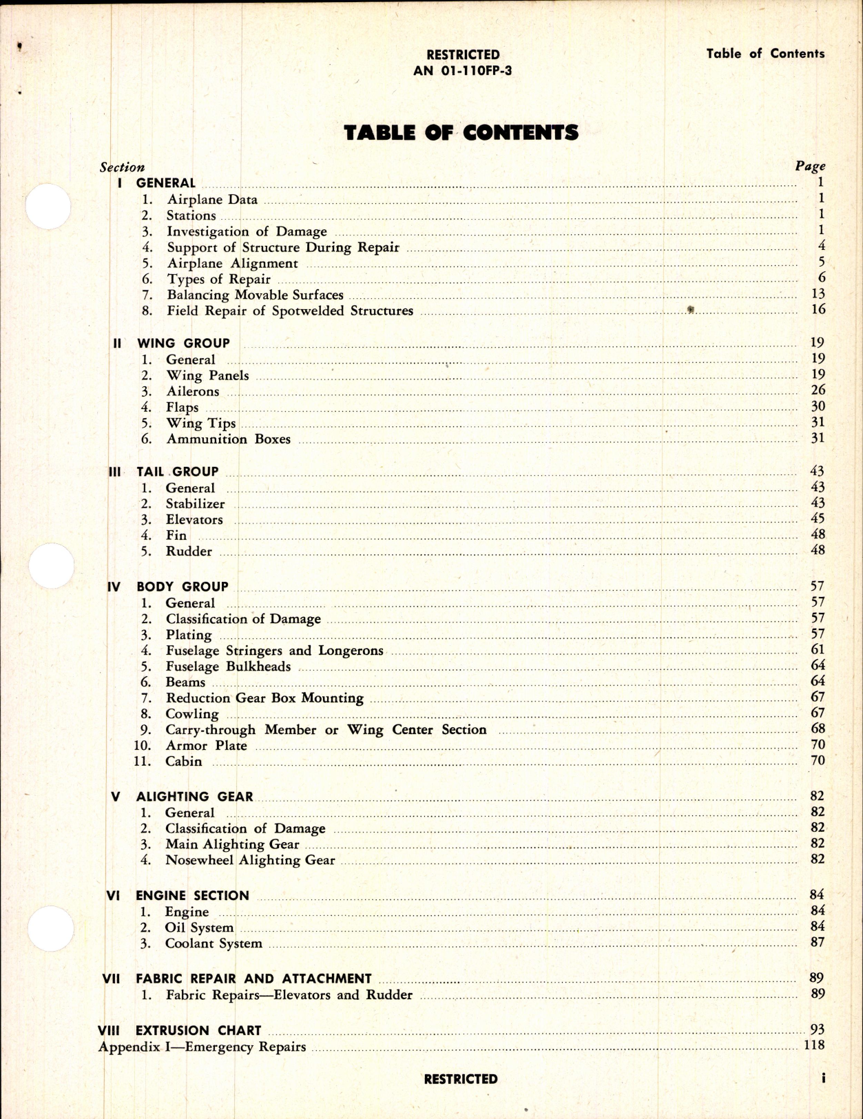 Sample page 3 from AirCorps Library document: Structural Repair Instructions for Army Models P-63