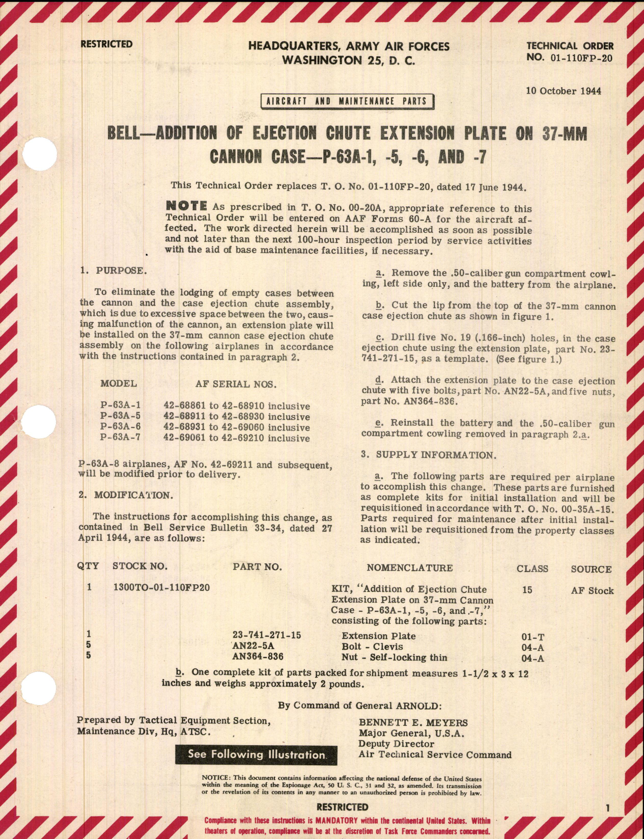 Sample page 1 from AirCorps Library document: Ejection Chute Extension Plate on 37-MM Cannon Case 