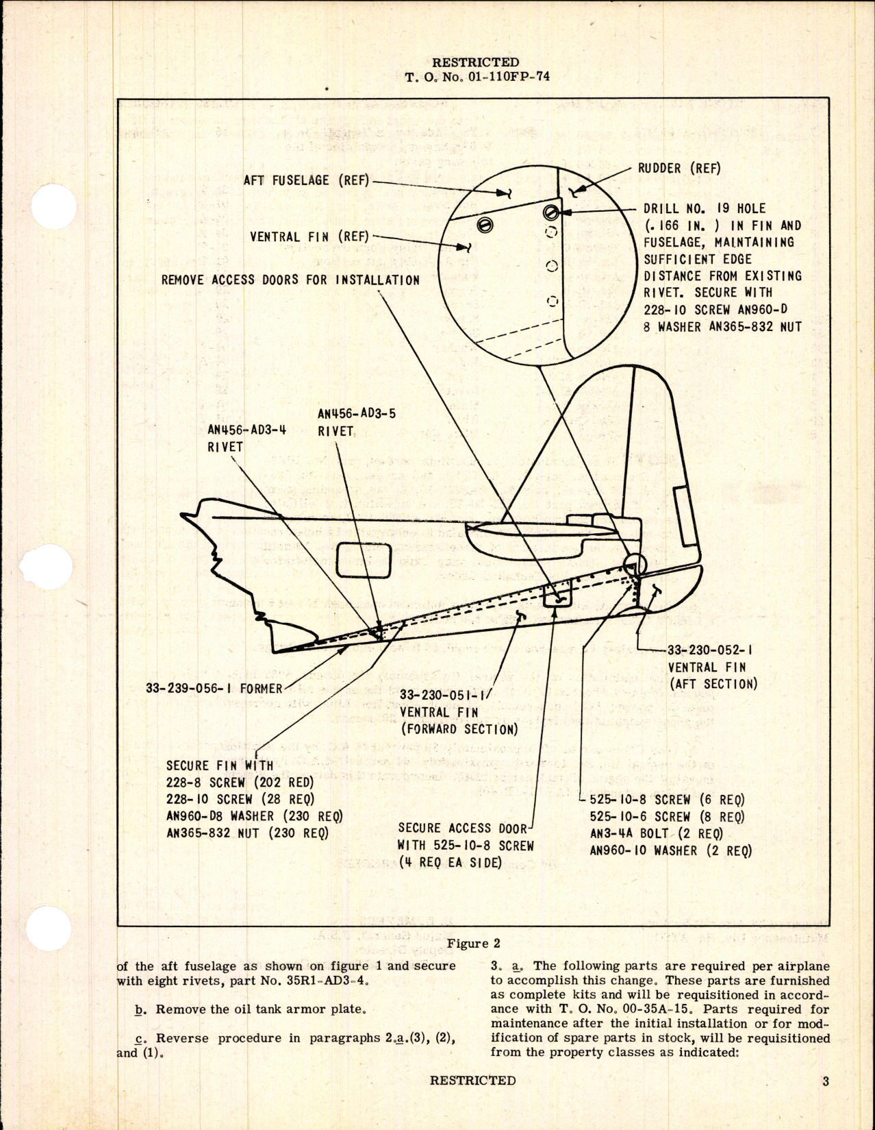 Sample page 3 from AirCorps Library document: Addition of Ventral Fin for P-63A Series