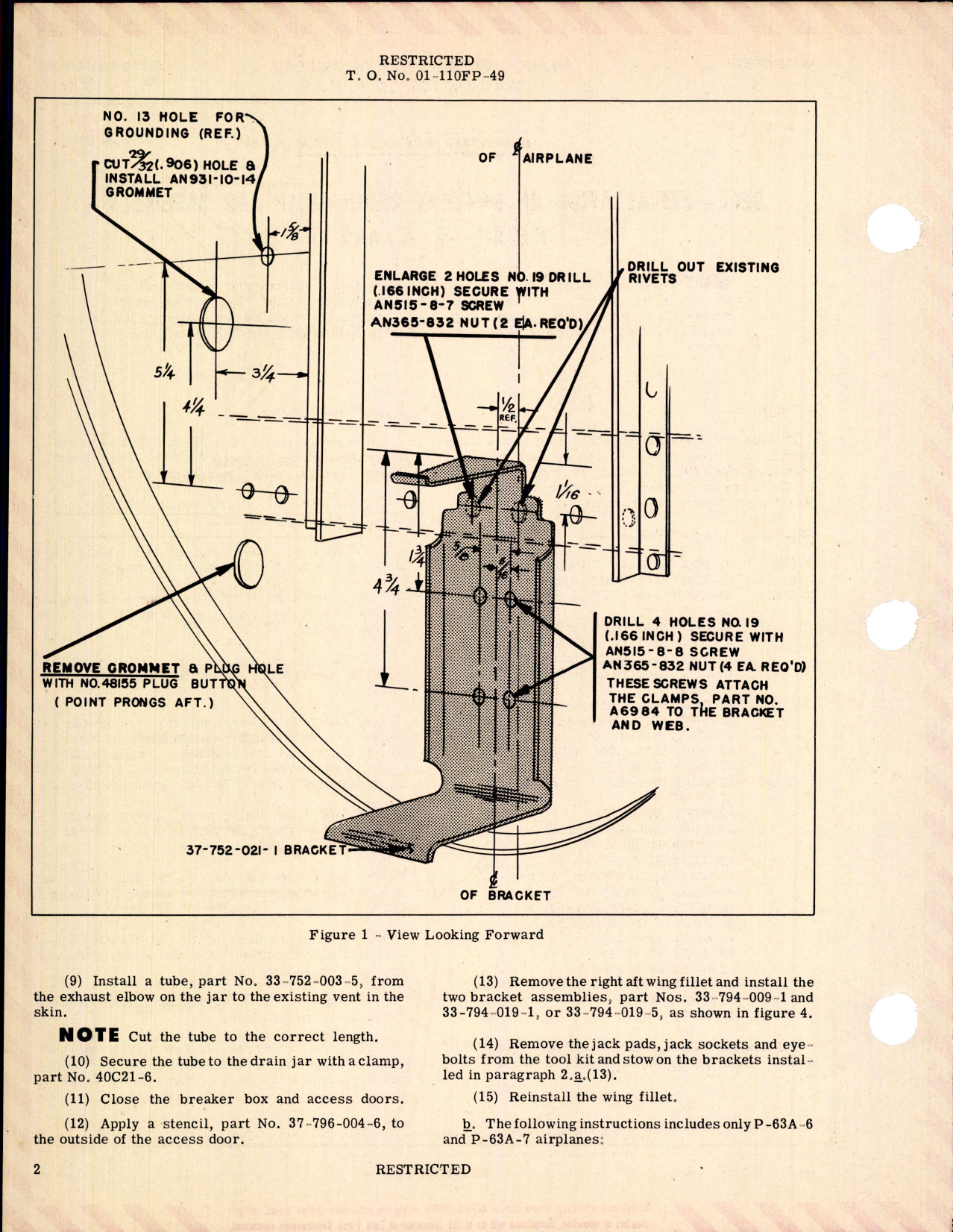 Sample page 2 from AirCorps Library document: Installation of Battery Drain Sump Jar Assembly for P-63A