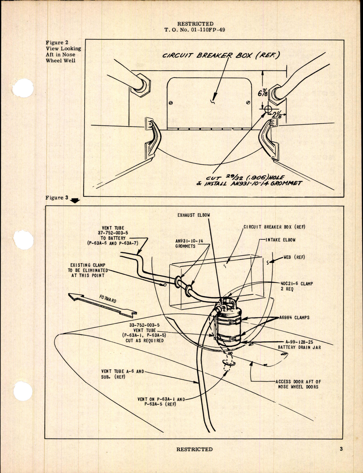 Sample page 3 from AirCorps Library document: Installation of Battery Drain Sump Jar Assembly for P-63A