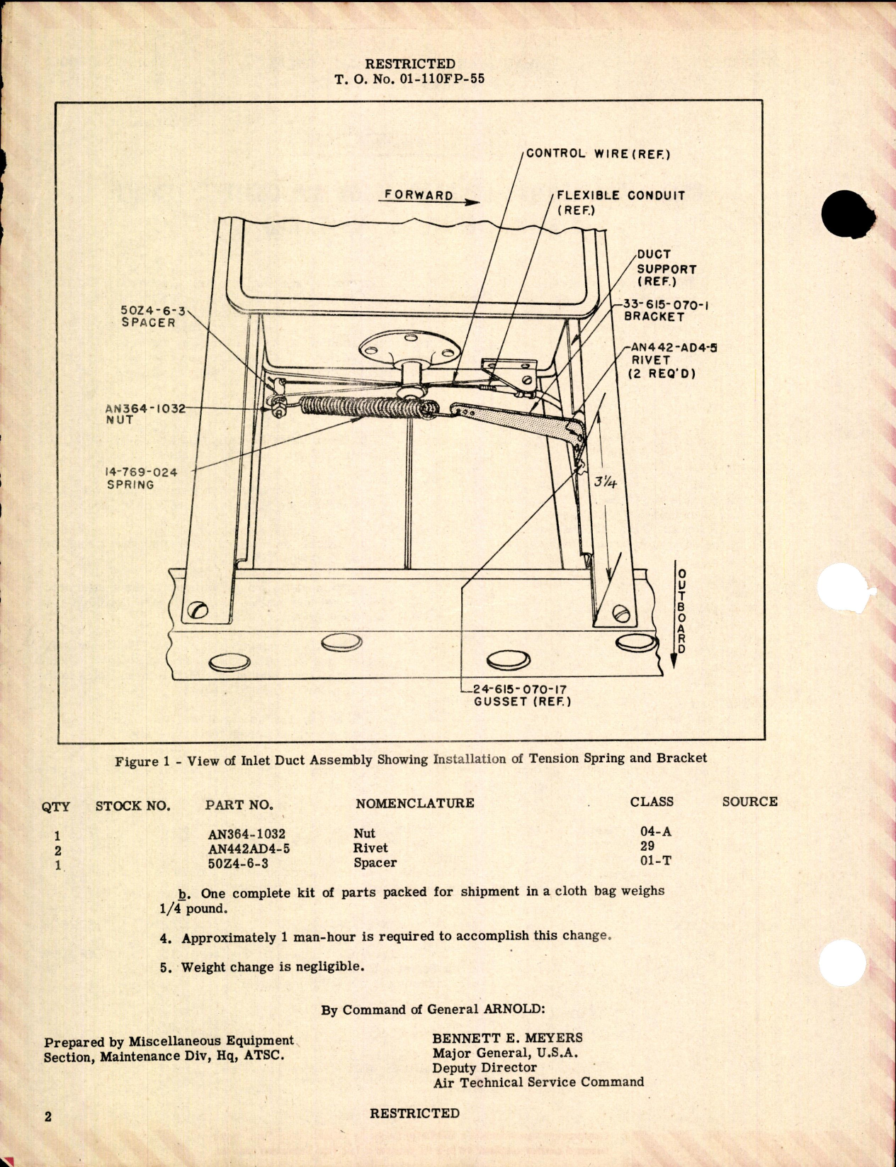 Sample page 2 from AirCorps Library document: Installation of Carburetor Air Control Tension Spring