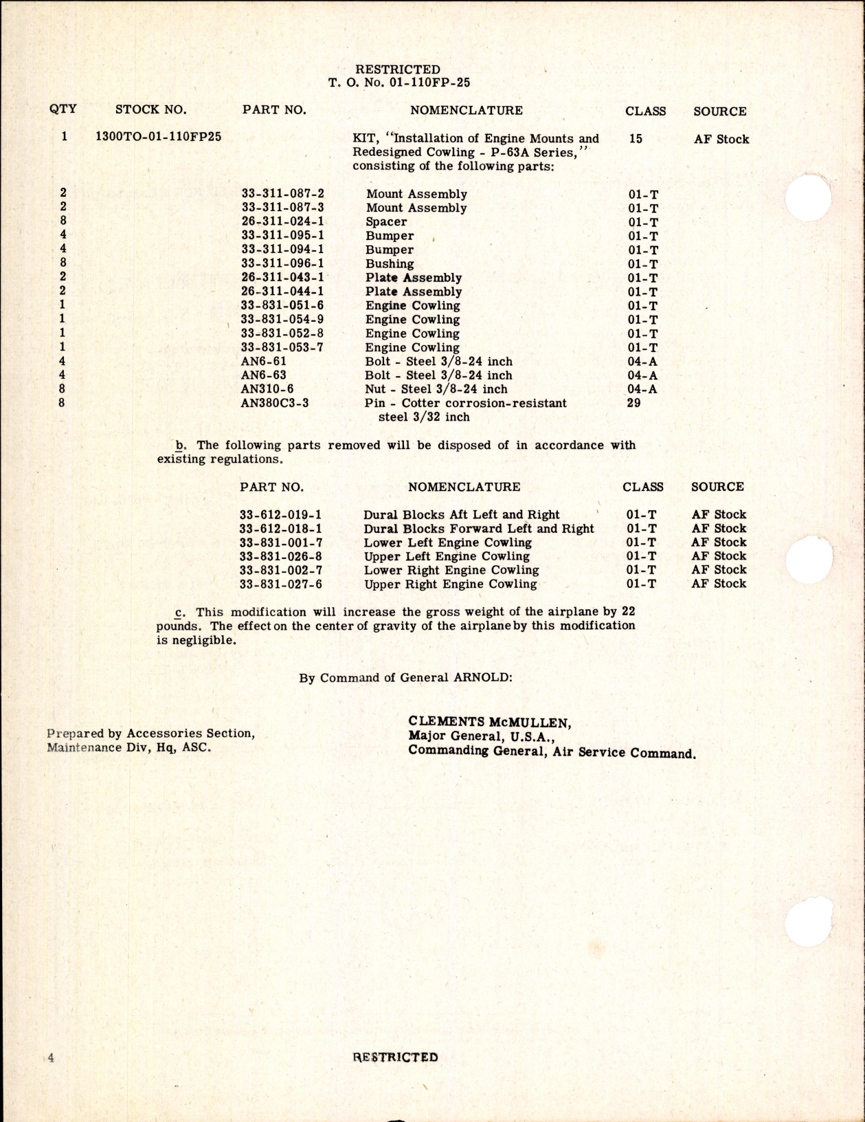 Sample page 4 from AirCorps Library document: Installation of Engine Mounts & Redesigned Engine Cowling