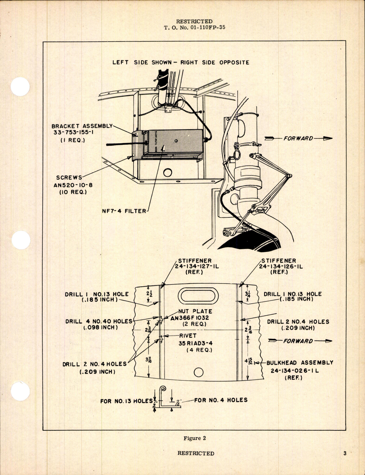 Sample page 3 from AirCorps Library document: Installation of Noise Filters for P-63A