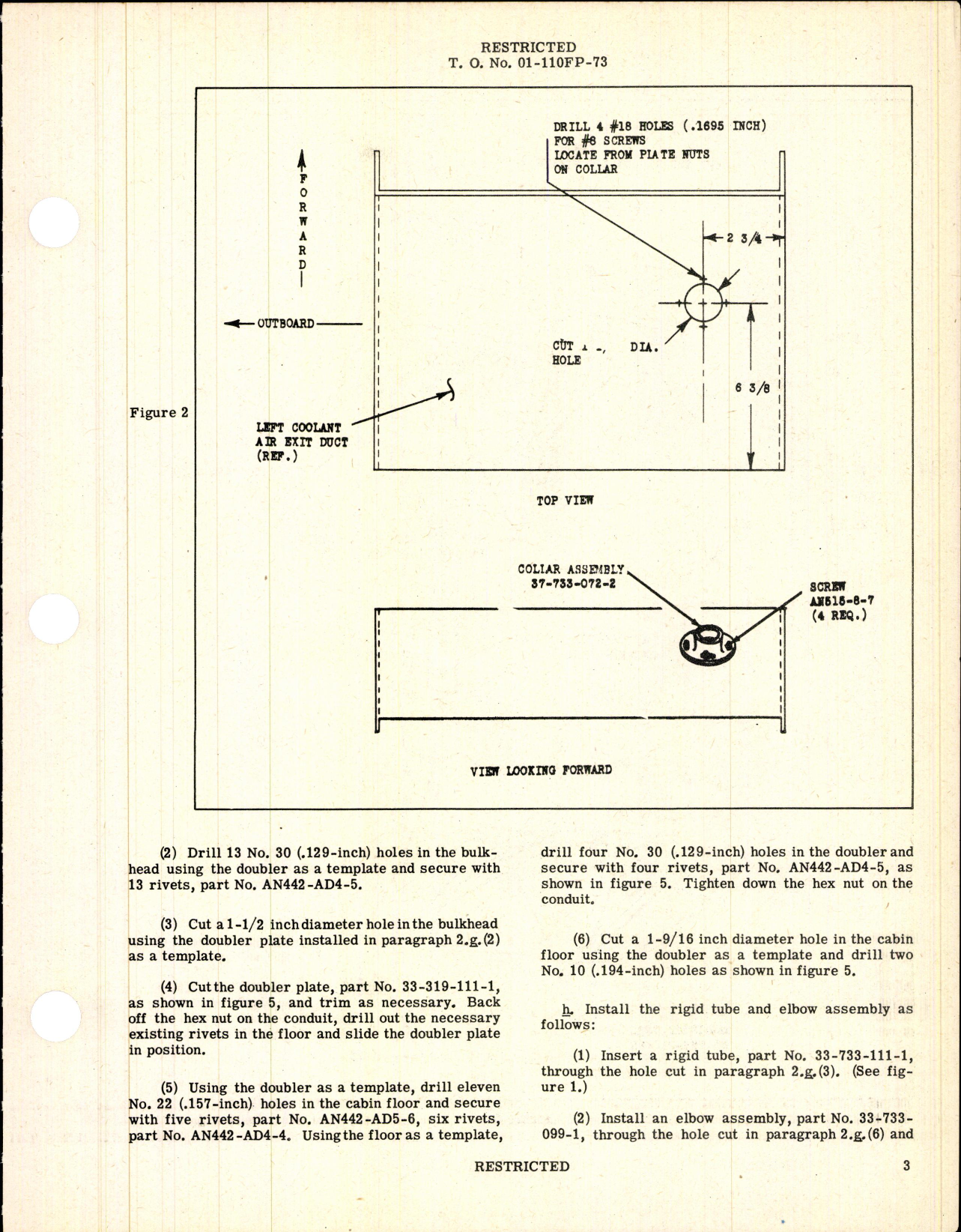 Sample page 3 from AirCorps Library document: Installation of Windshield Defroster for P-63A