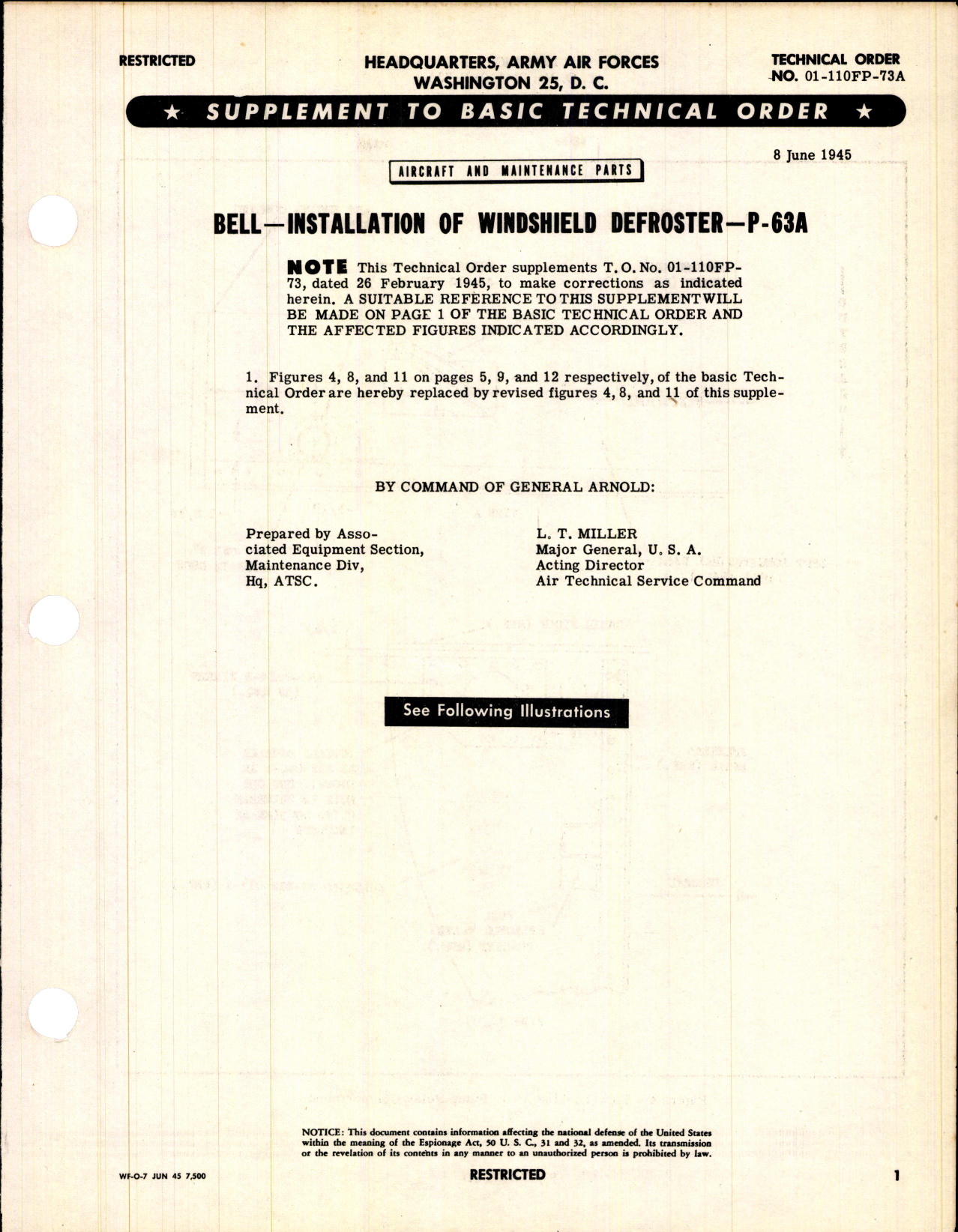 Sample page 1 from AirCorps Library document: Installation of Windshield Defroster for P-63A