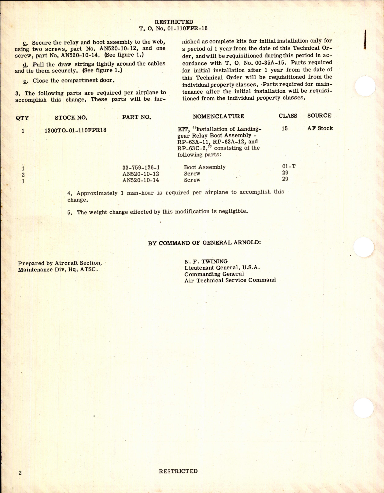 Sample page 2 from AirCorps Library document: Installation of Landing Gear Relay Boot Assembly