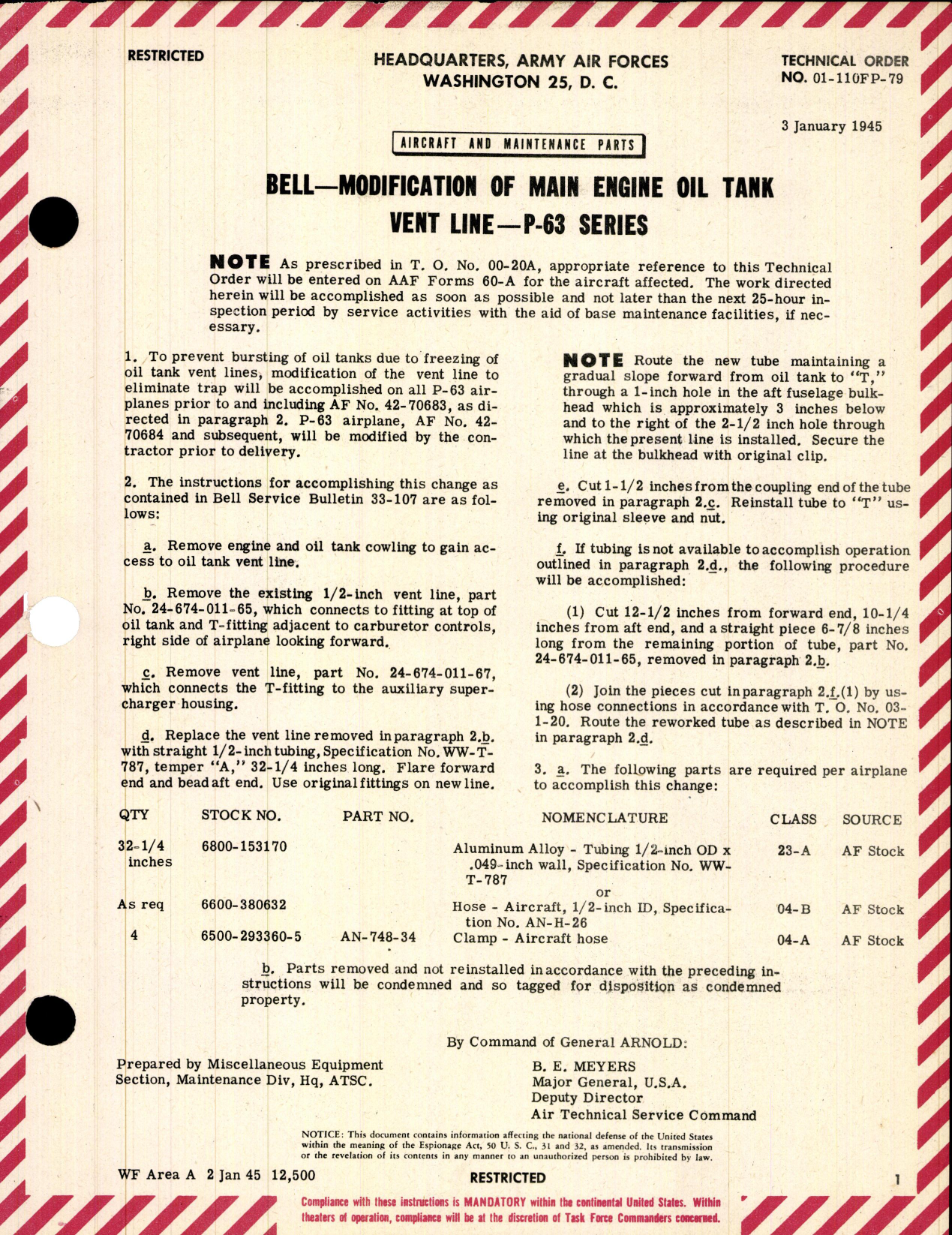 Sample page 1 from AirCorps Library document: Modification of Main Engine Oil Tank Vent Line