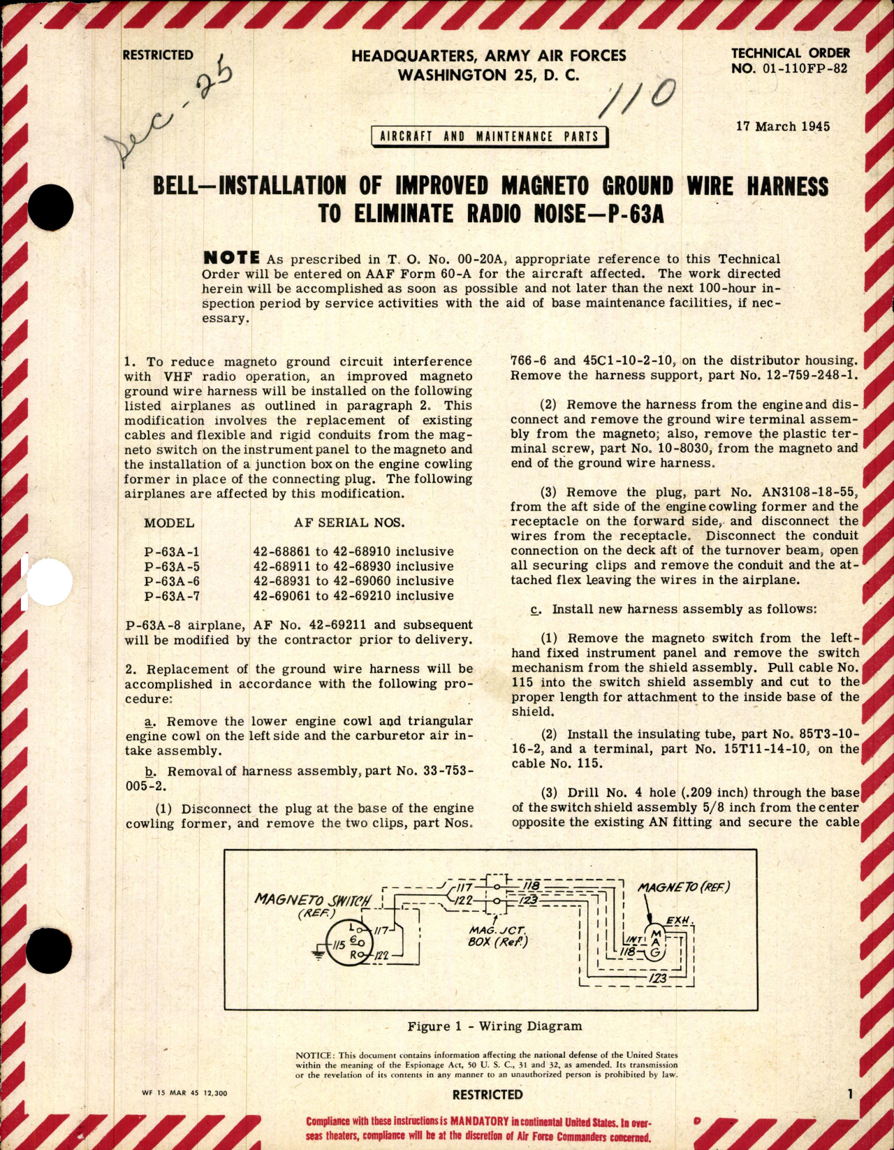Sample page 1 from AirCorps Library document: Installation of Improved Magneto Ground Wire