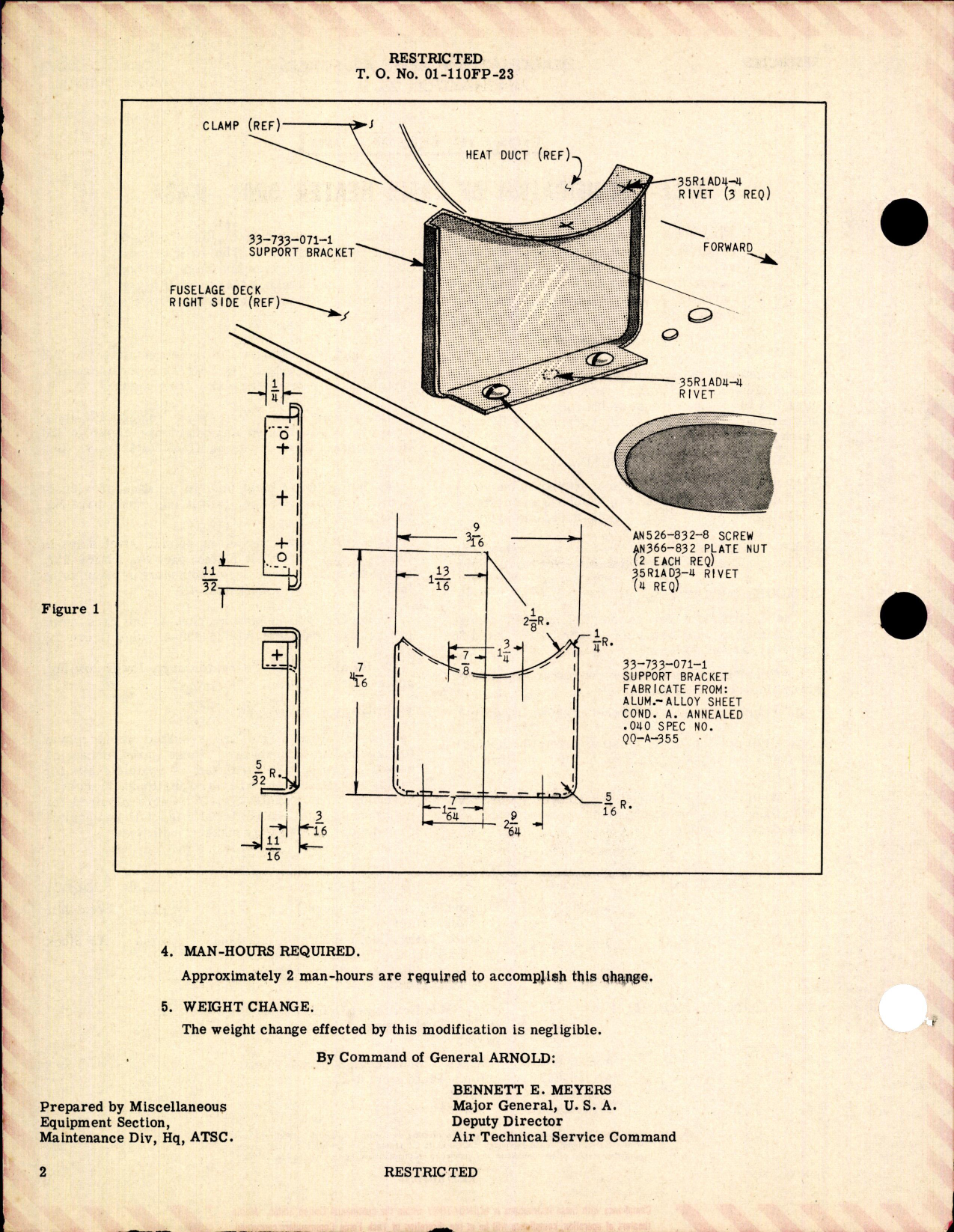 Sample page 2 from AirCorps Library document: Modification of Cabin Heater Duct for P-63A