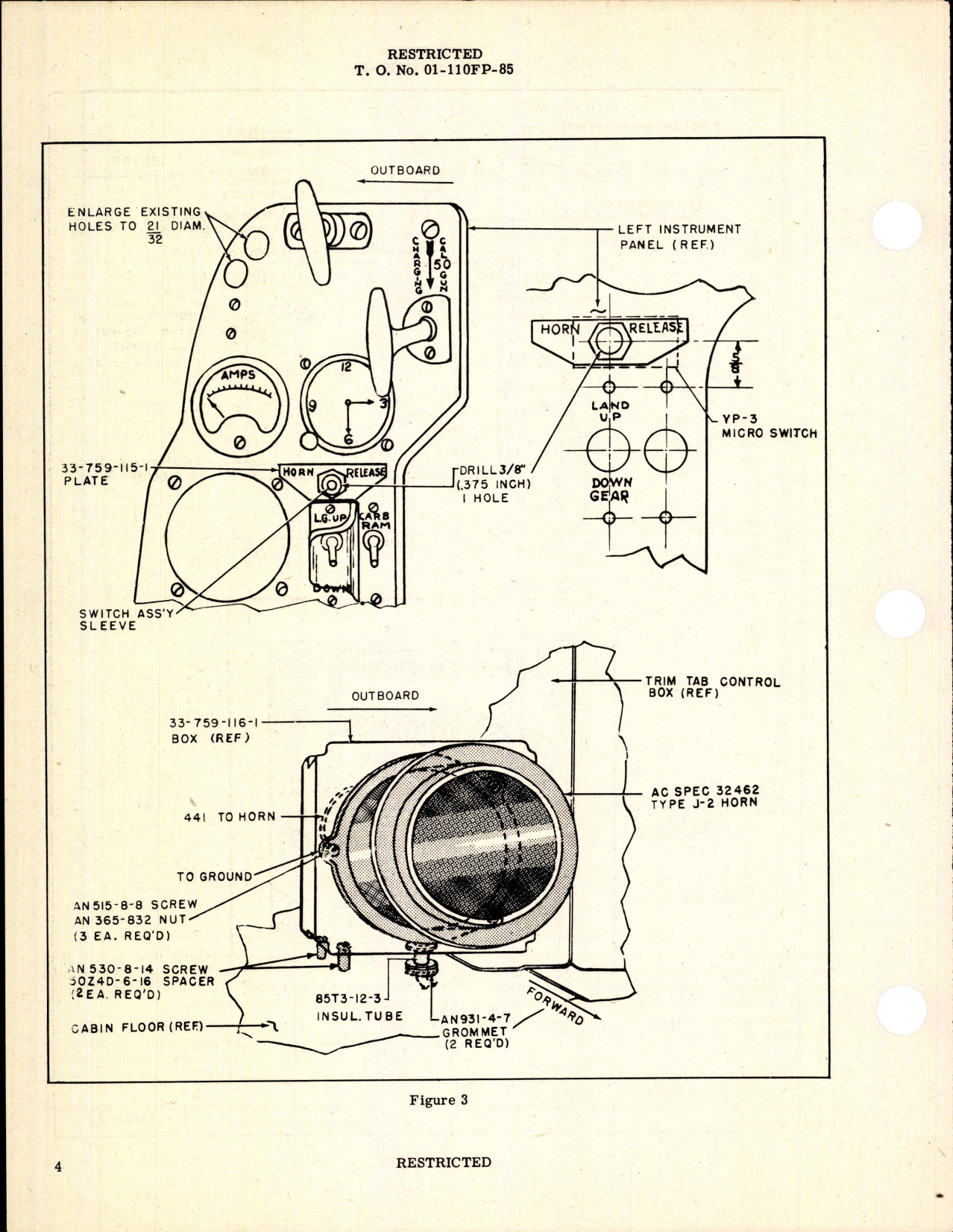 Sample page 4 from AirCorps Library document: Modification of Landing Gear Warning System for P-63A