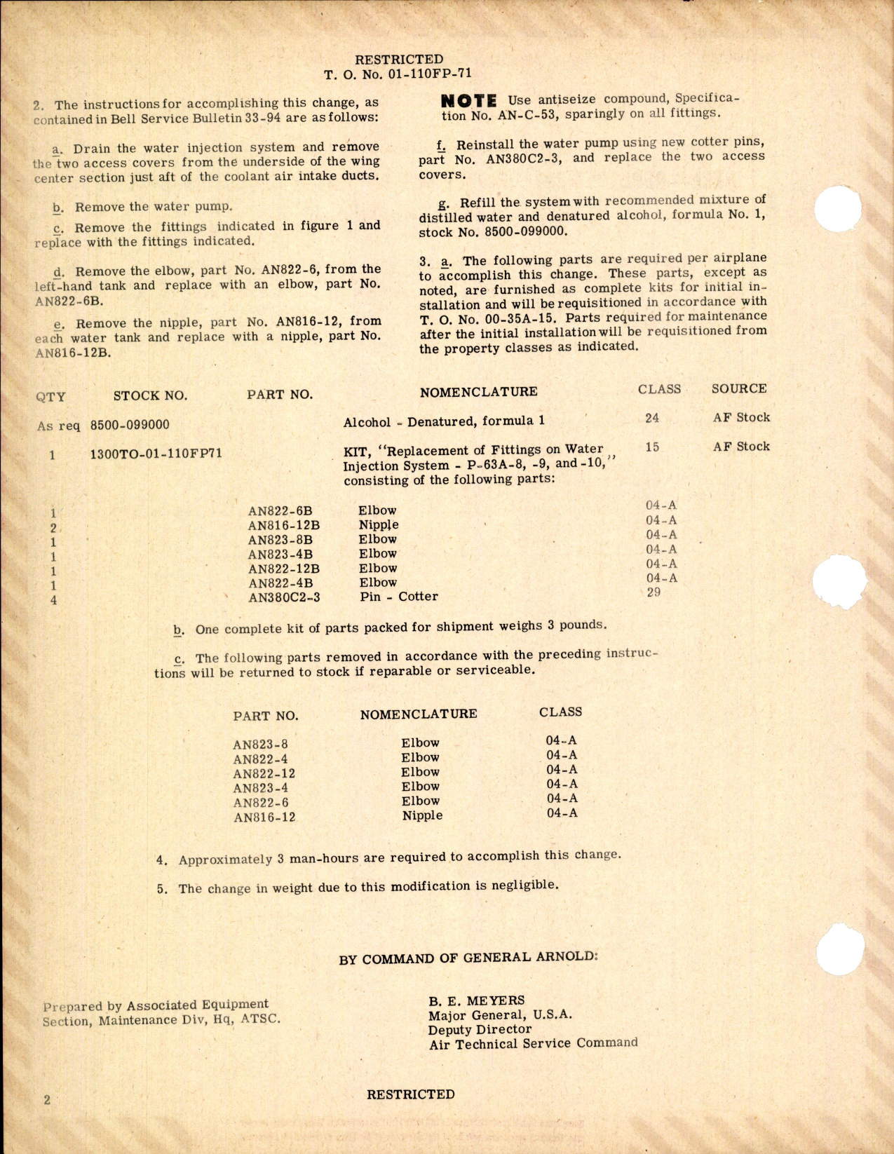 Sample page 2 from AirCorps Library document: Replacement of Fittings on Water Injection System 