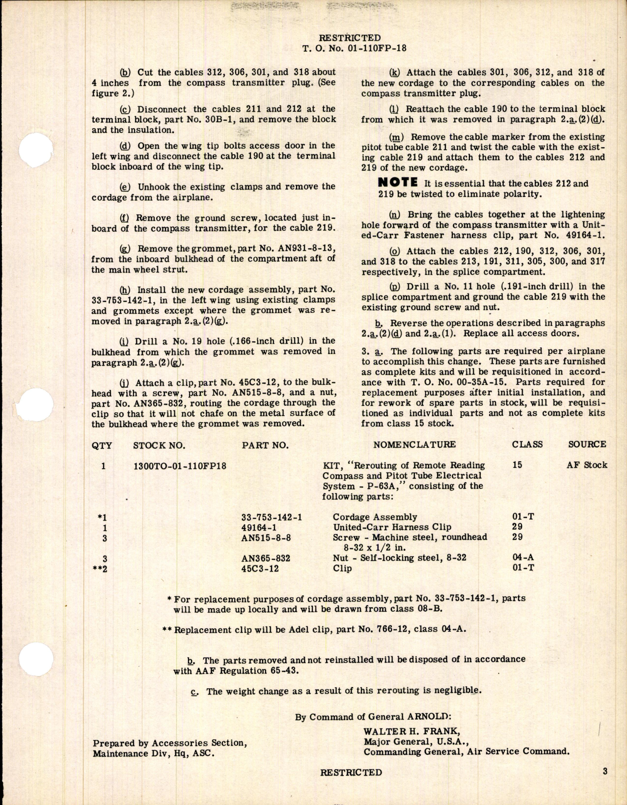 Sample page 3 from AirCorps Library document: Rerouting of Remote Reading Compass & Pitot Tube 