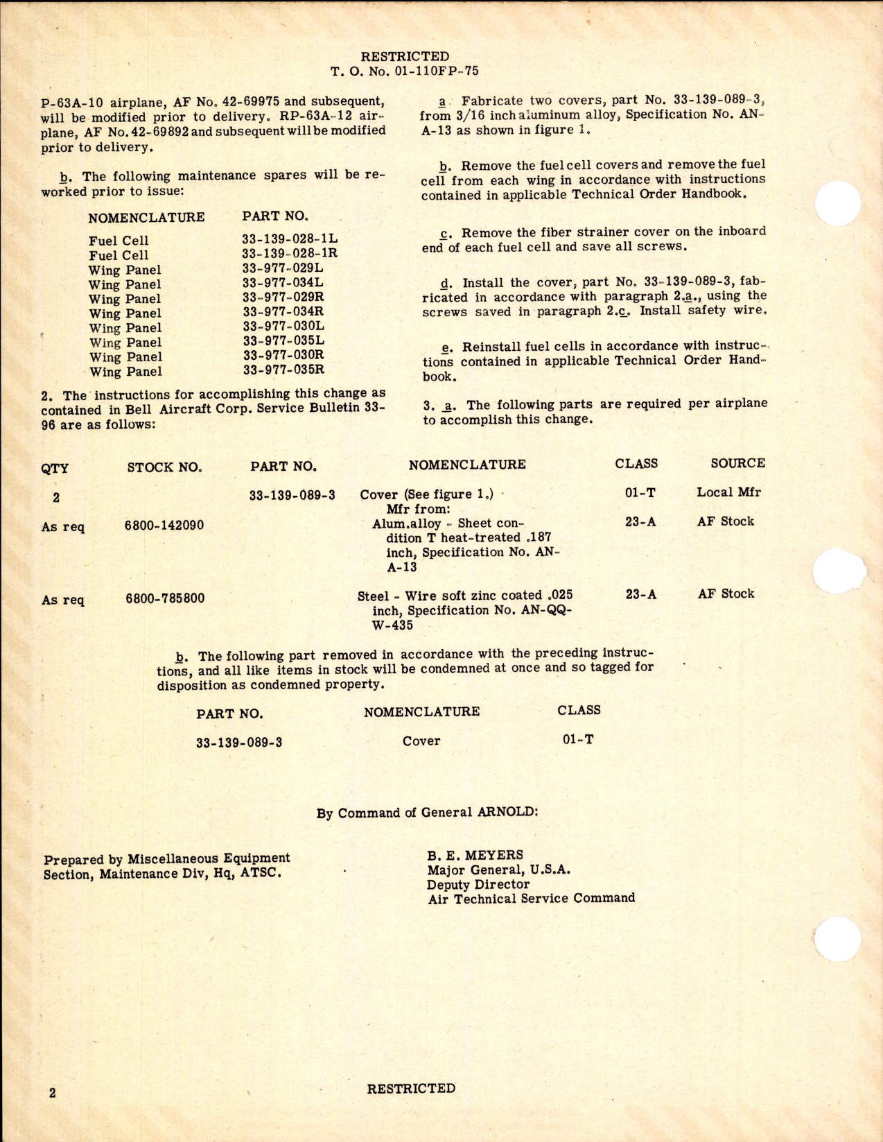 Sample page 2 from AirCorps Library document: Replacement of Strainer Cover on Self Sealing Fuel Cells