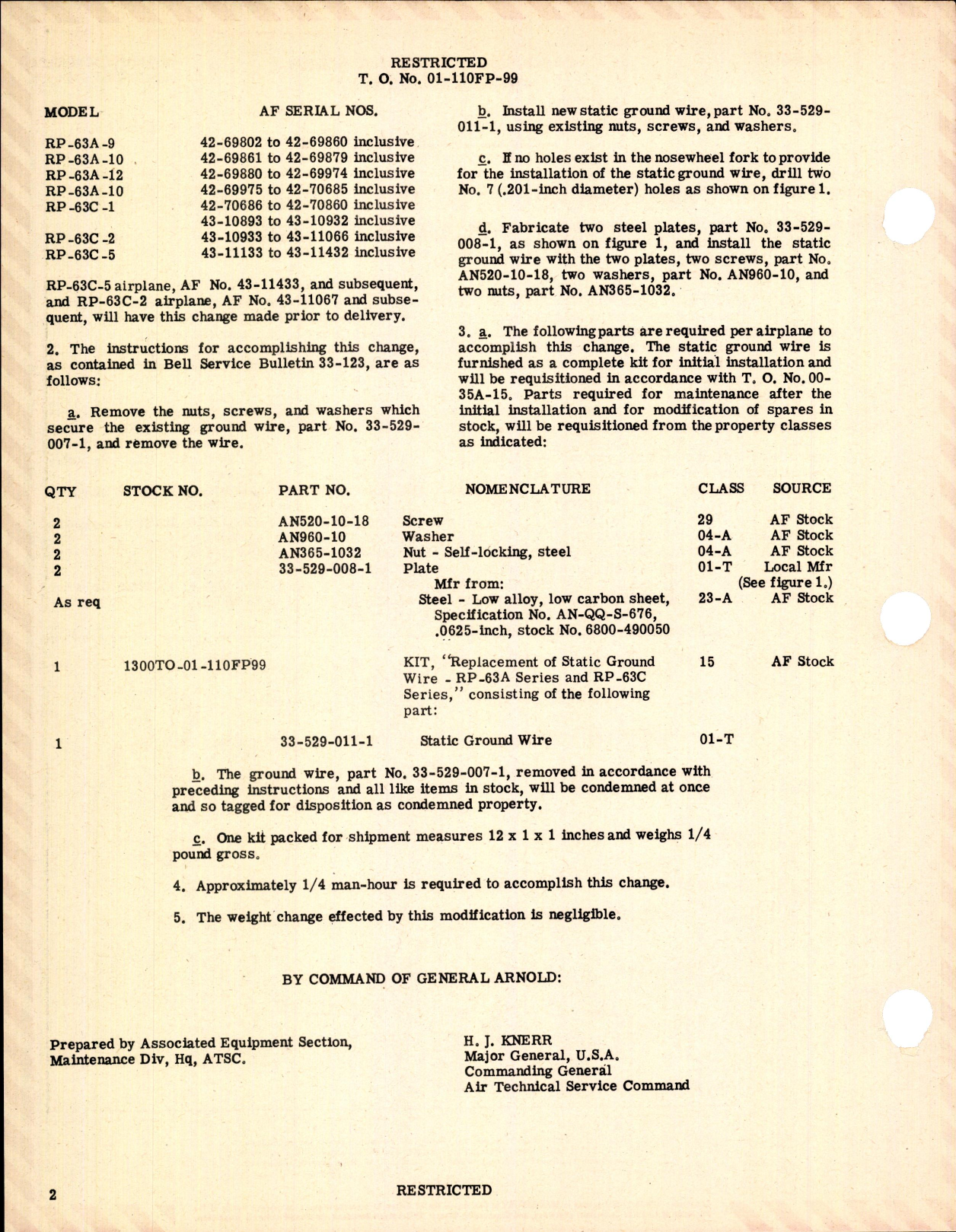 Sample page 2 from AirCorps Library document: Replacement of Static Ground Wire for RP-63