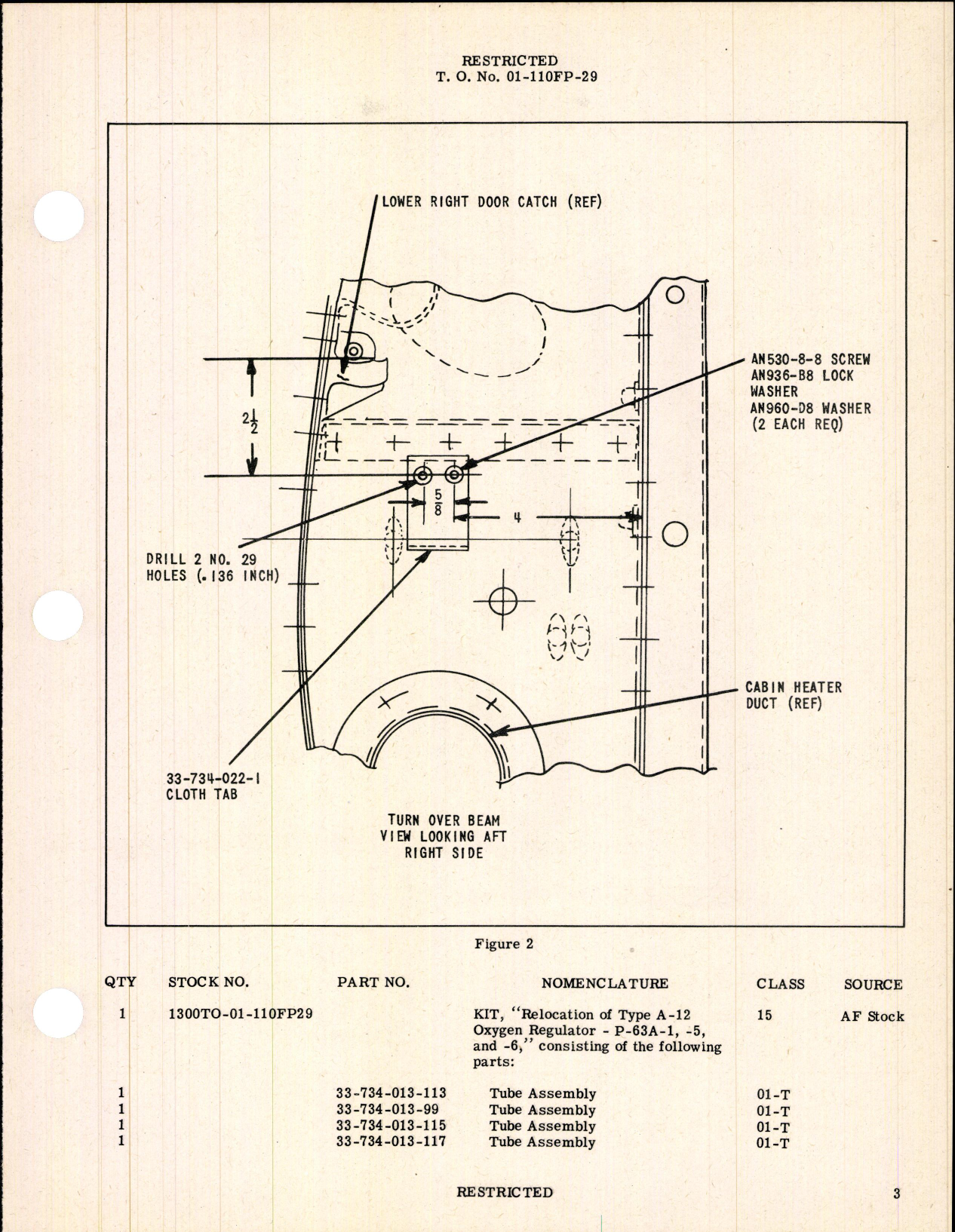 Sample page 3 from AirCorps Library document: Relocation of Type A-12 Oxygen Regulator for P-63A