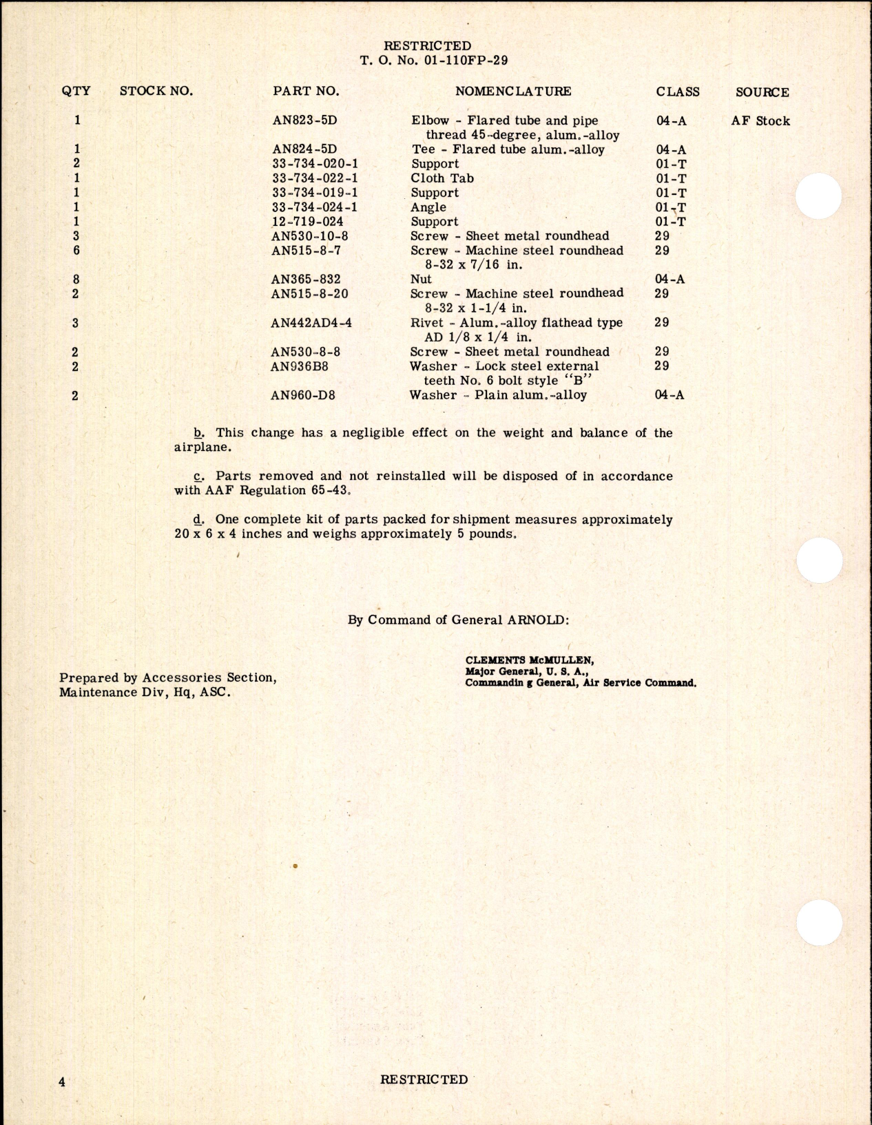Sample page 4 from AirCorps Library document: Relocation of Type A-12 Oxygen Regulator for P-63A
