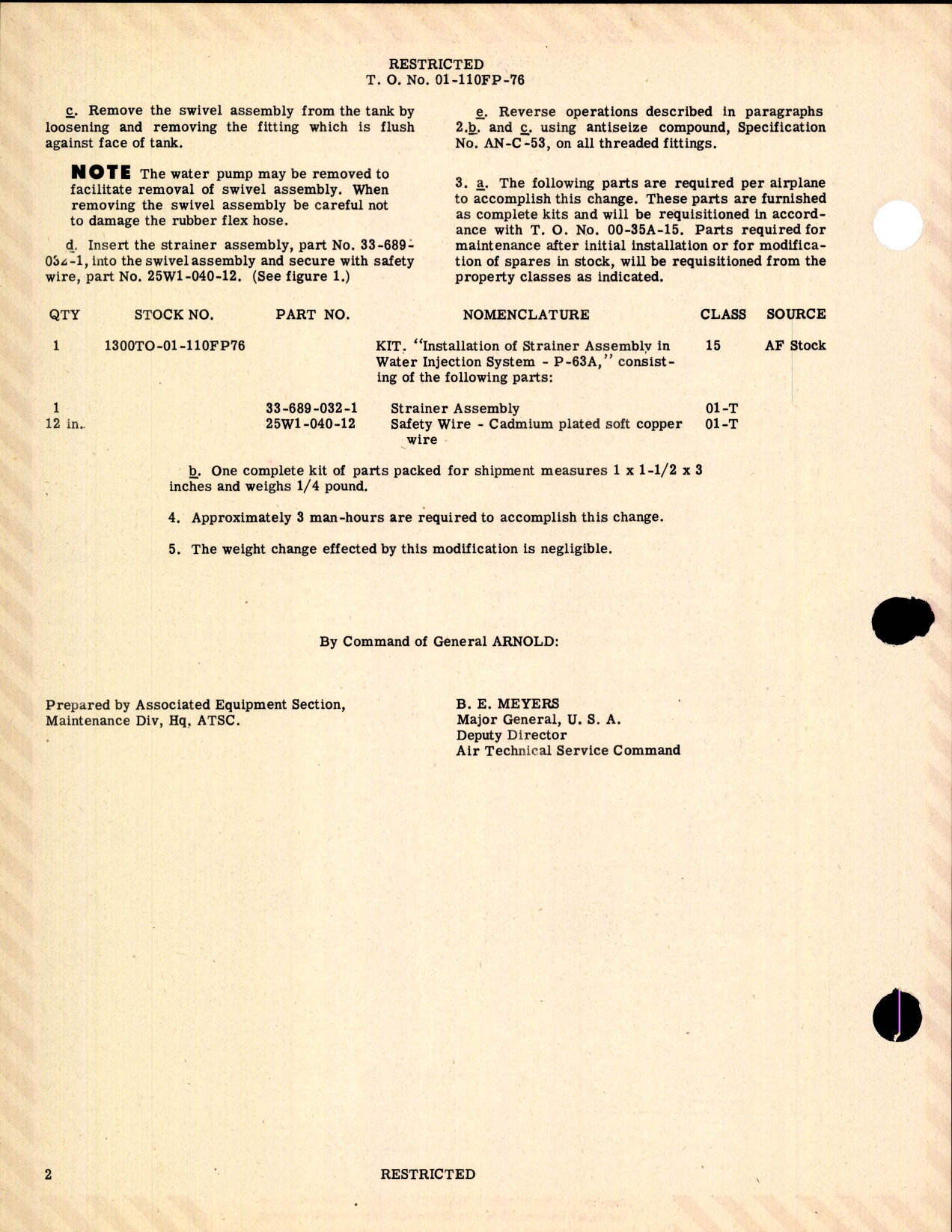 Sample page 2 from AirCorps Library document: Installation of Strainer Assembly in Water Injection System