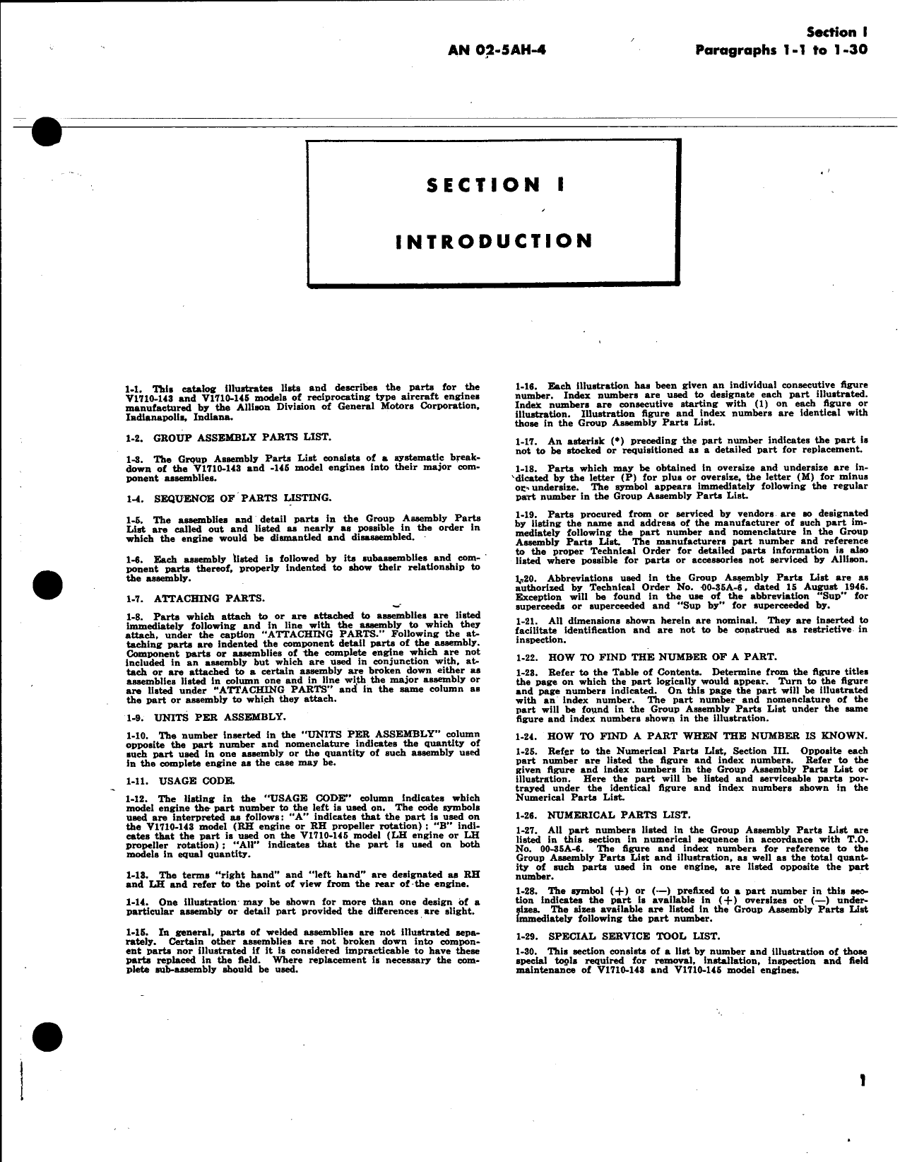 Sample page 9 from AirCorps Library document: Parts Catalog for Models V-1710-143 and -145 Aircraft Engines