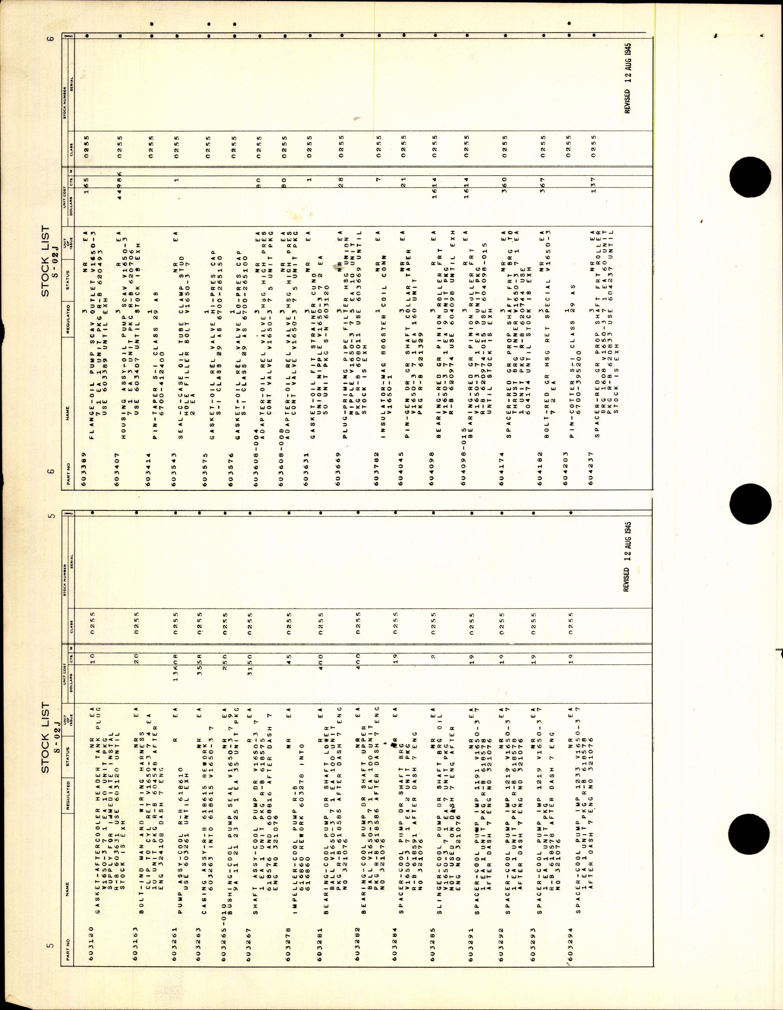 Sample page 6 from AirCorps Library document: Stock List Parts for Rolls-Royce Engines