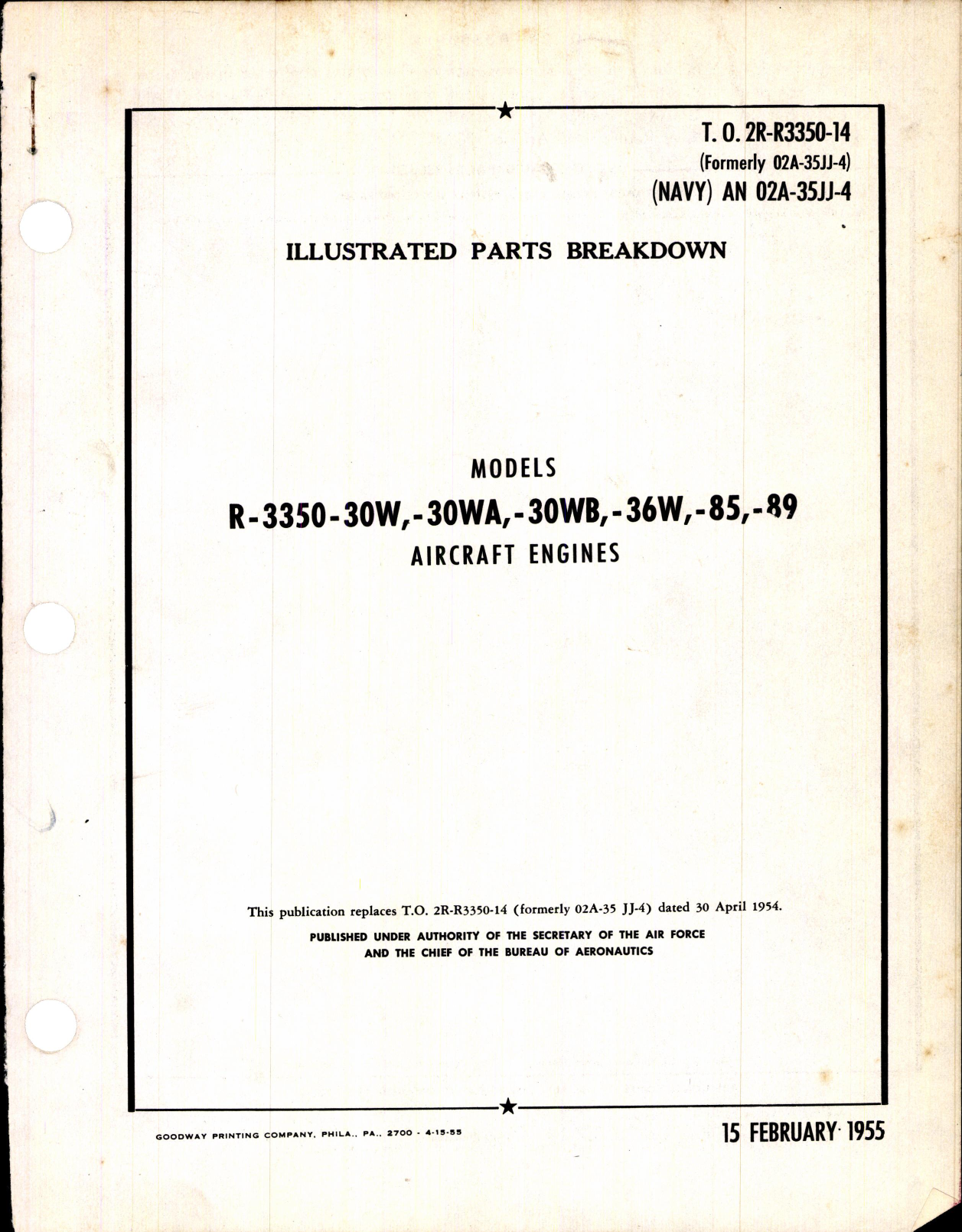 Sample page 1 from AirCorps Library document: Parts Breakdown for R-3350-30W Series