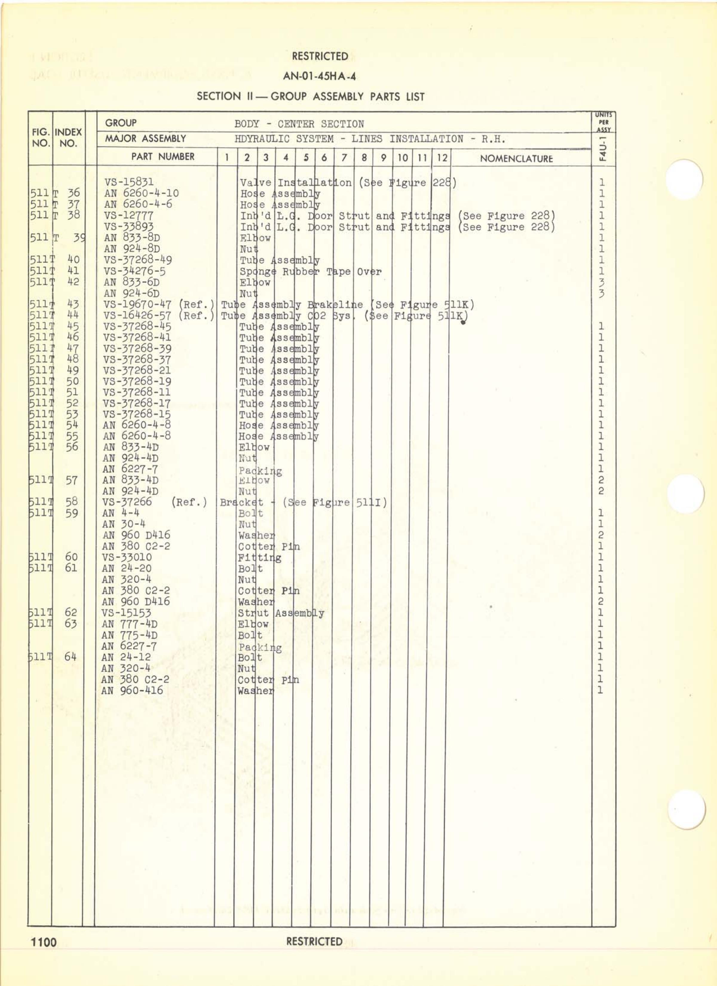 Sample page 1134 from AirCorps Library document: Parts Catalog - F4U-1, F3A-1, FG-1