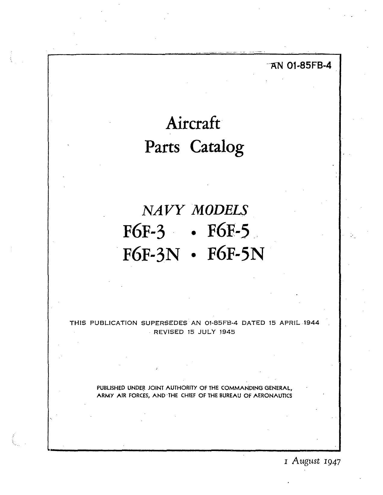 Sample page 1 from AirCorps Library document: Parts Catalog - F6F-3, F6F-5