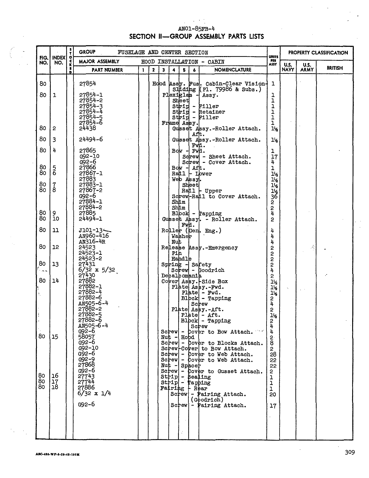 Sample page 317 from AirCorps Library document: Parts Catalog - F6F-3, F6F-5