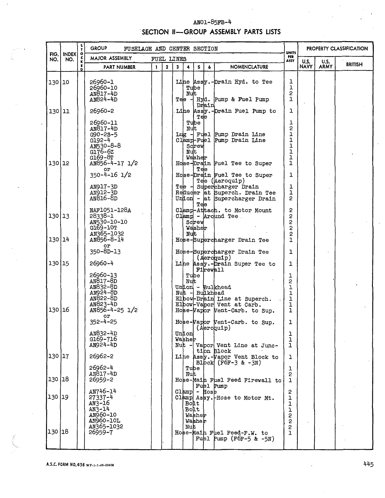 Sample page 449 from AirCorps Library document: Parts Catalog - F6F-3, F6F-5