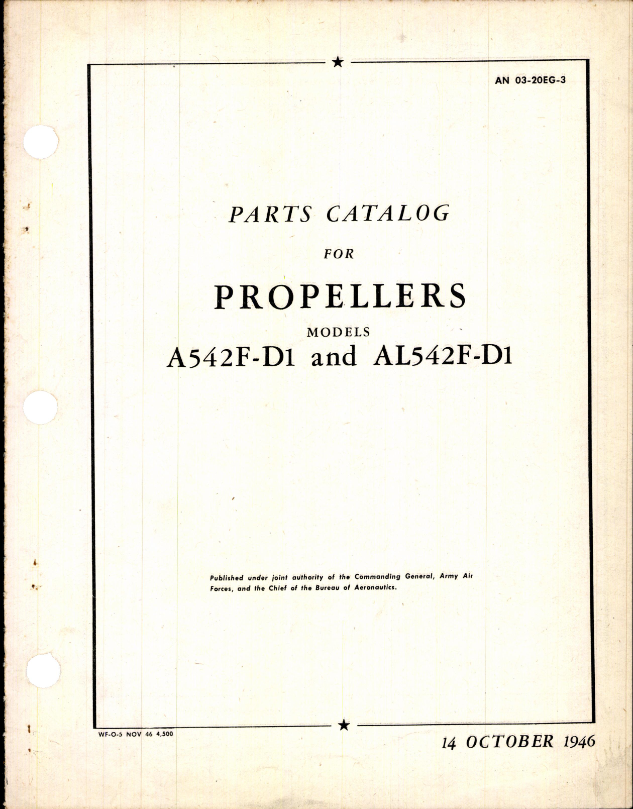 Sample page 1 from AirCorps Library document: Parts Catalog for Propellers - A542F-D1 & AL542F-D1