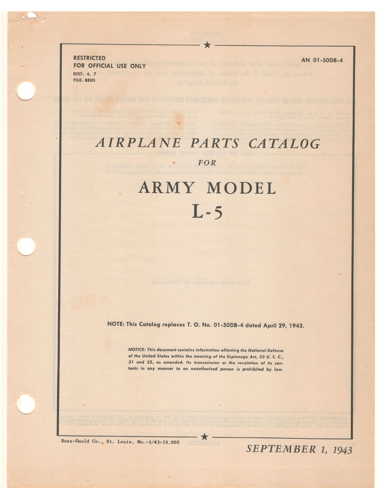 Sample page 1 from AirCorps Library document: Parts Catalog - L-5