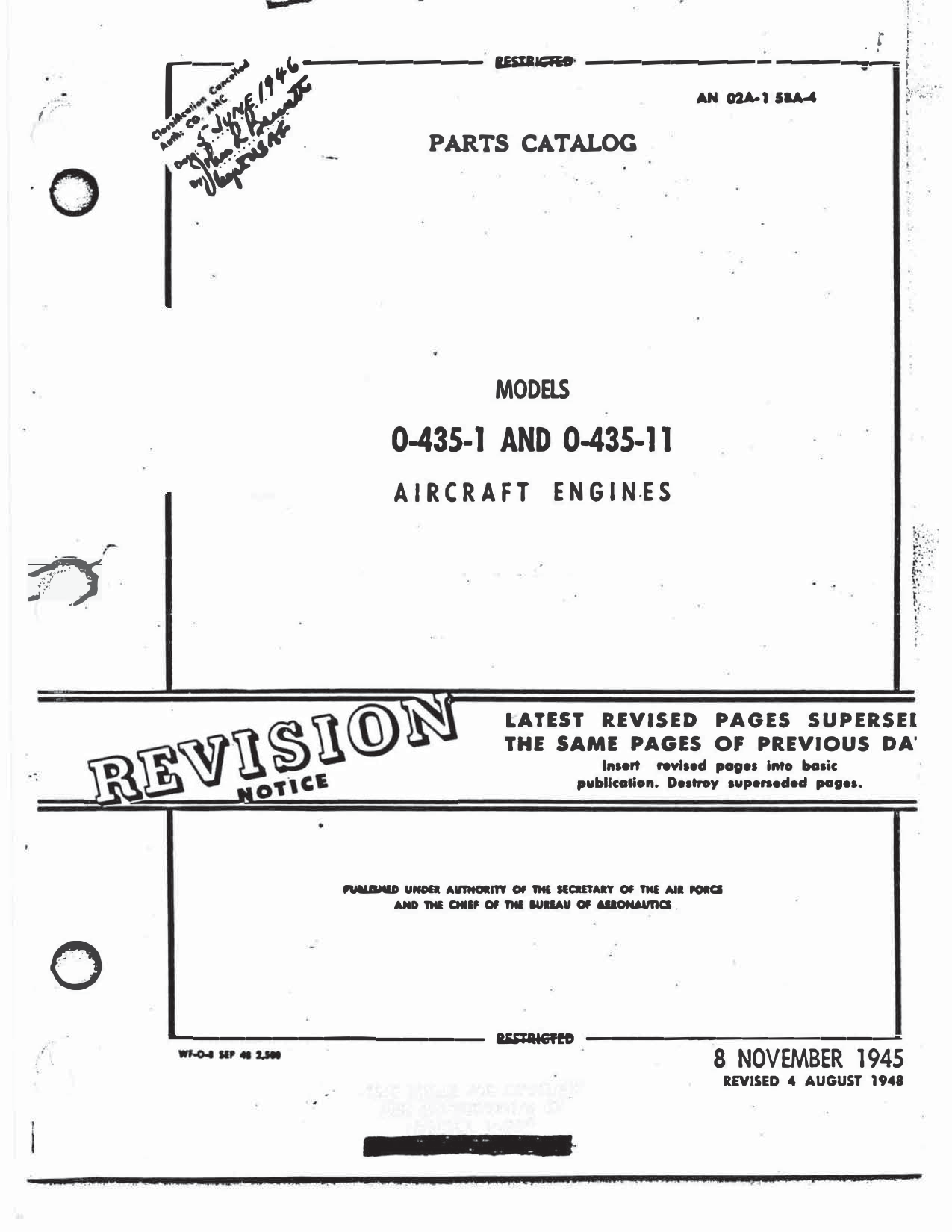 Sample page 1 from AirCorps Library document: Parts Catalog - O-435 Engine