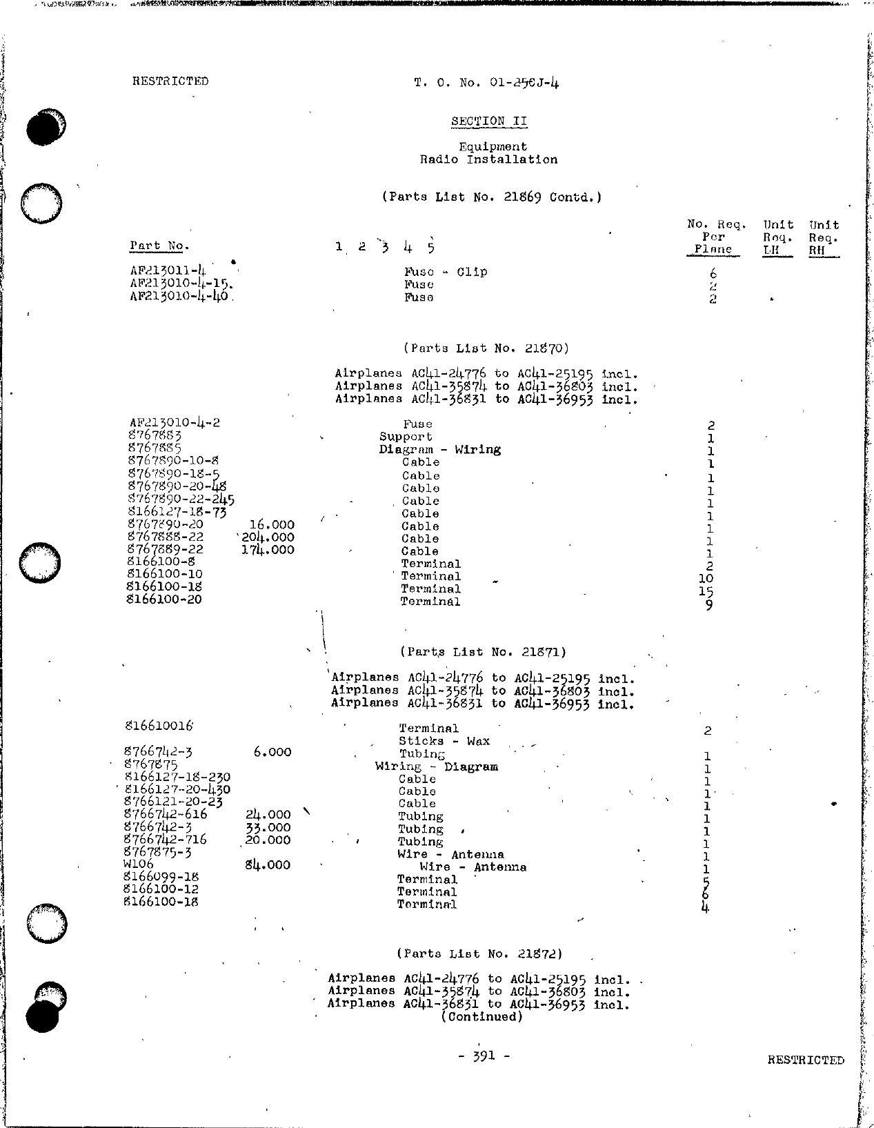Sample page 392 from AirCorps Library document: Parts Catalog - P-40E