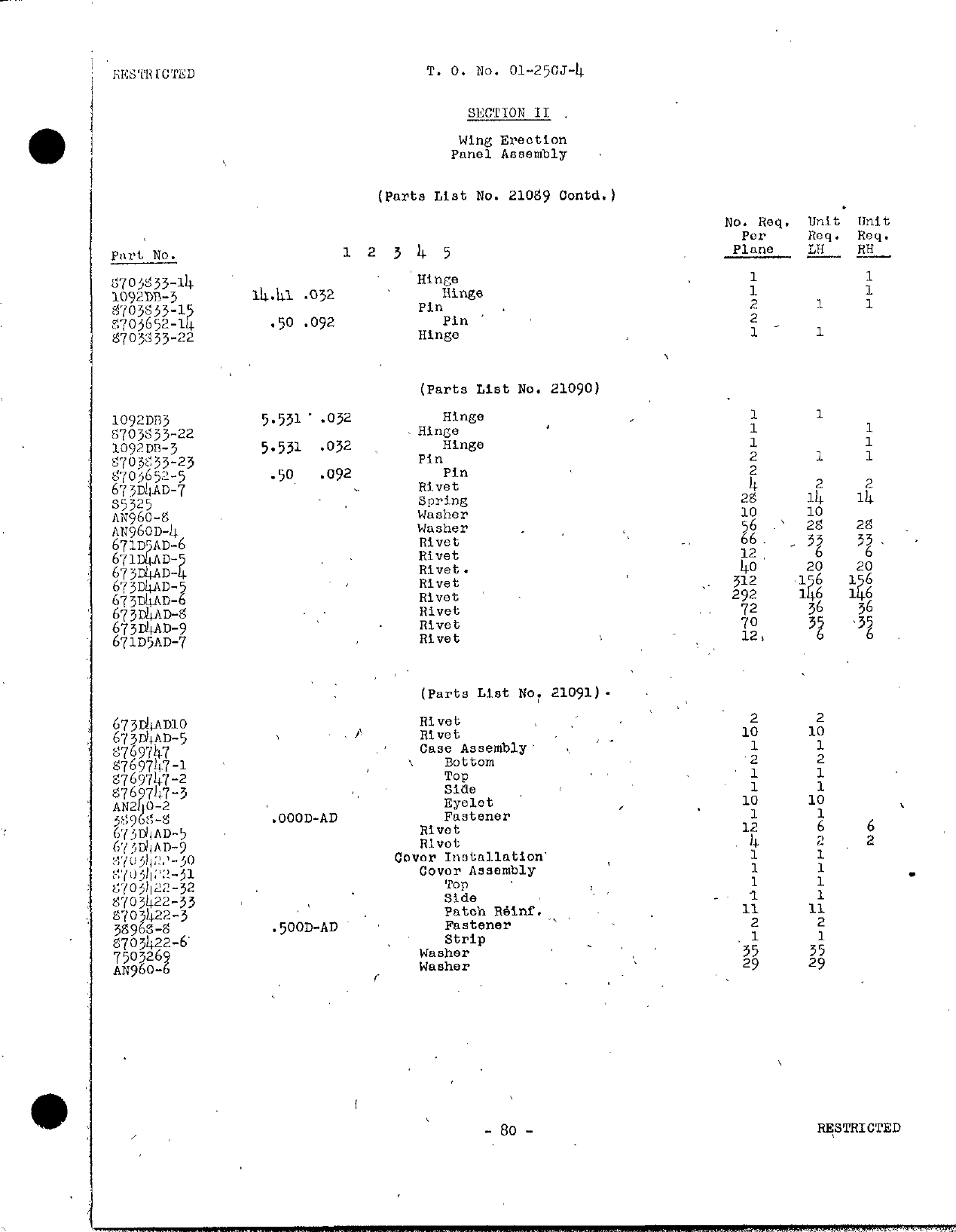 Sample page 81 from AirCorps Library document: Parts Catalog - P-40E