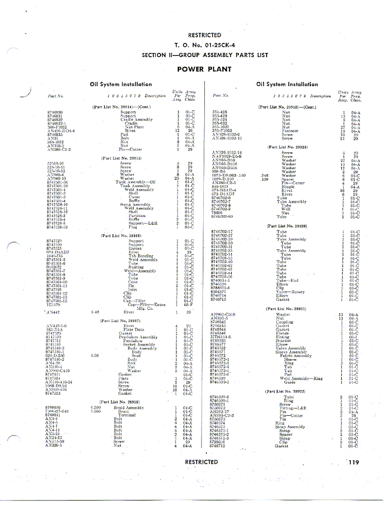 Sample page 121 from AirCorps Library document: Parts Catalog - P-40K