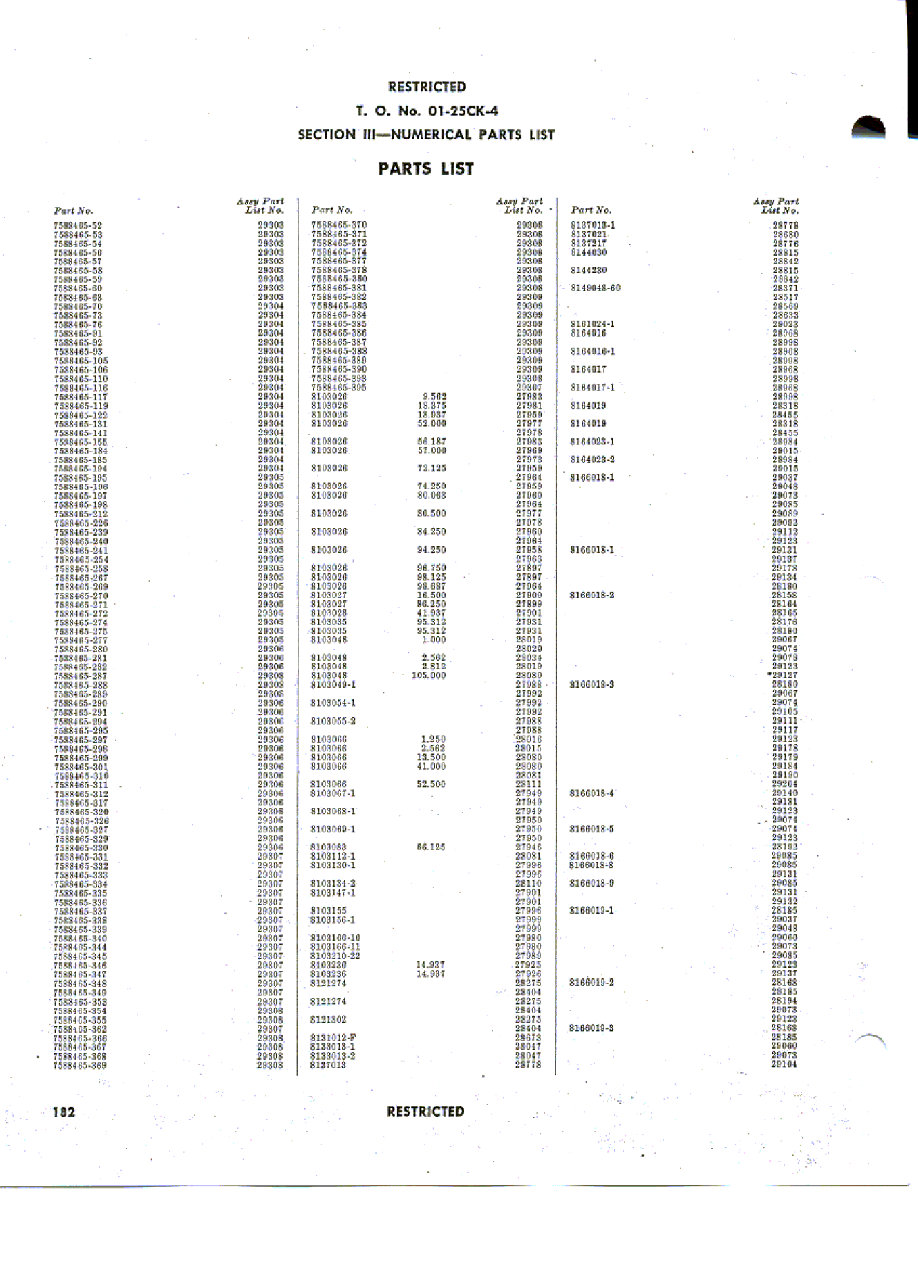 Sample page 184 from AirCorps Library document: Parts Catalog - P-40K