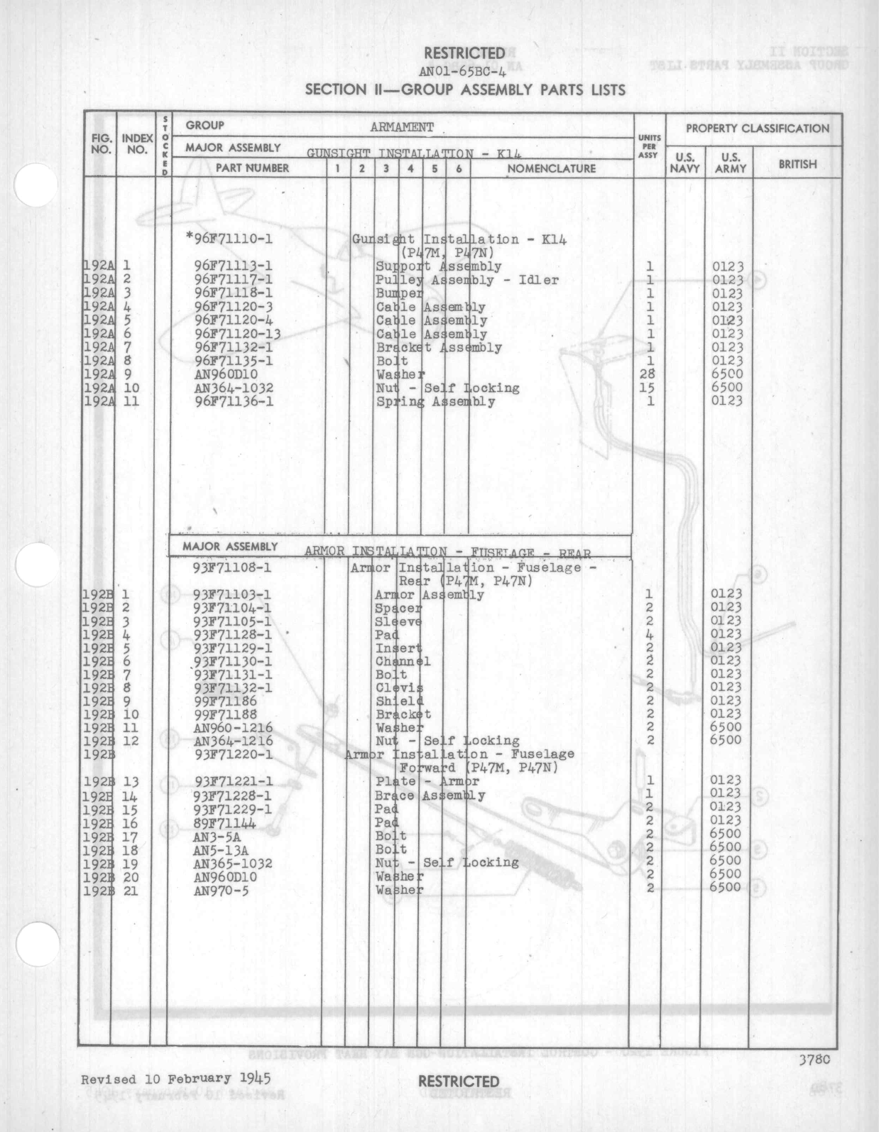 Sample page 523 from AirCorps Library document: Parts Catalog - P-47