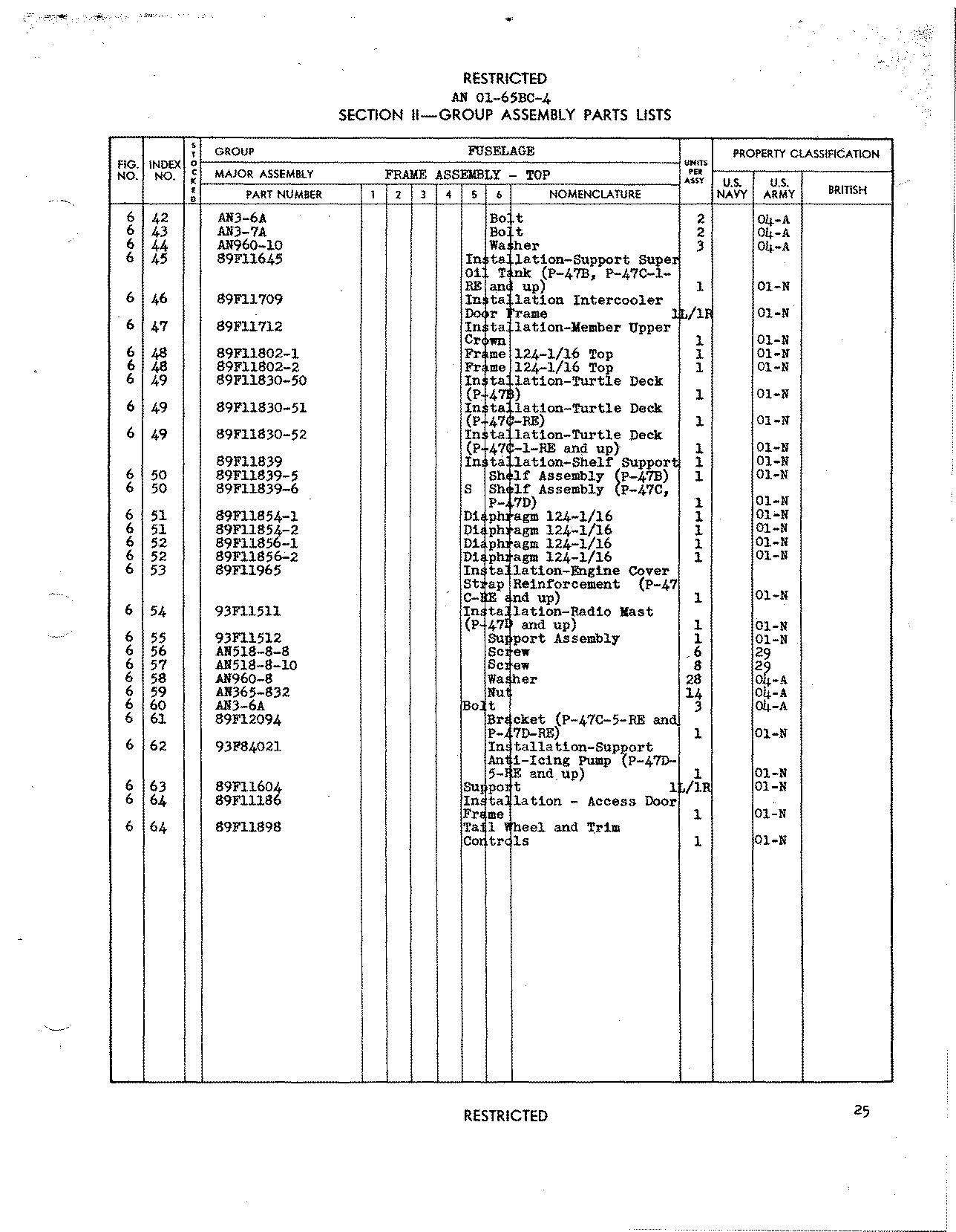 Sample page 31 from AirCorps Library document: Parts Catalog - P-47B, P-47C, P-47D