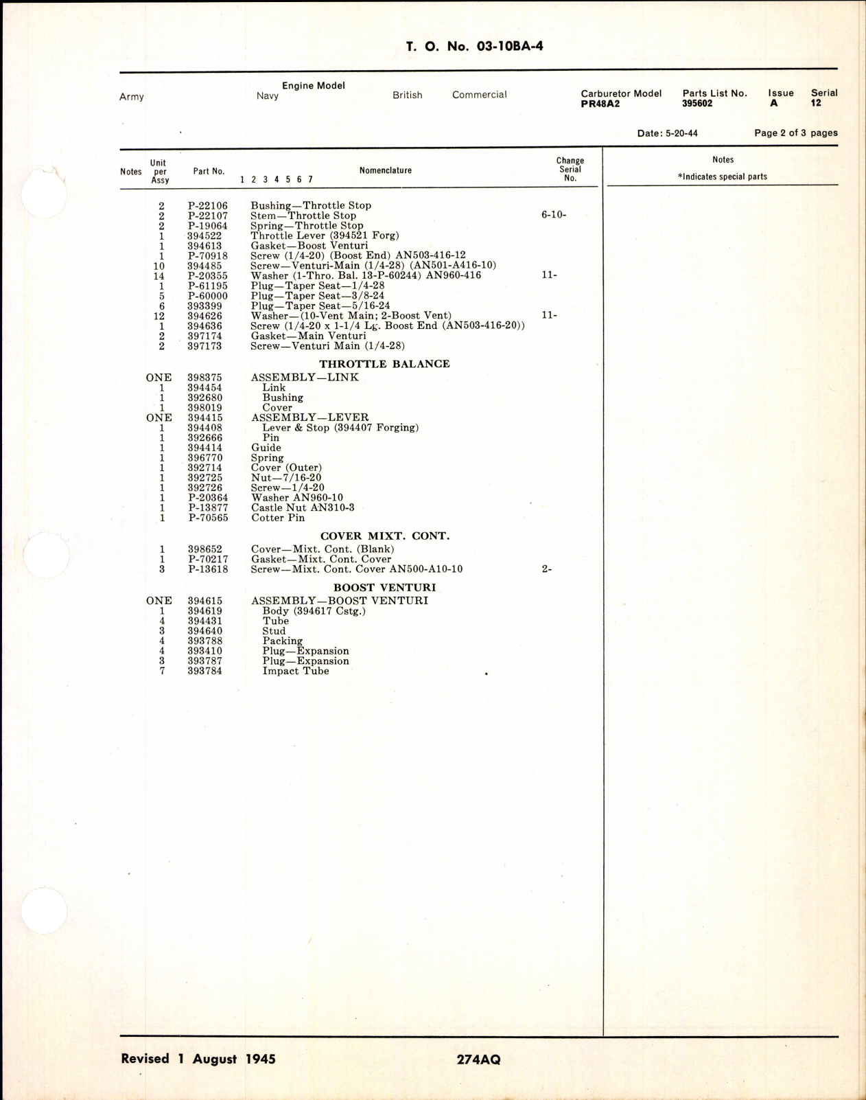 Sample page 3 from AirCorps Library document: Parts Catalog for PD, PR, and PT Series Injection Carburetors 