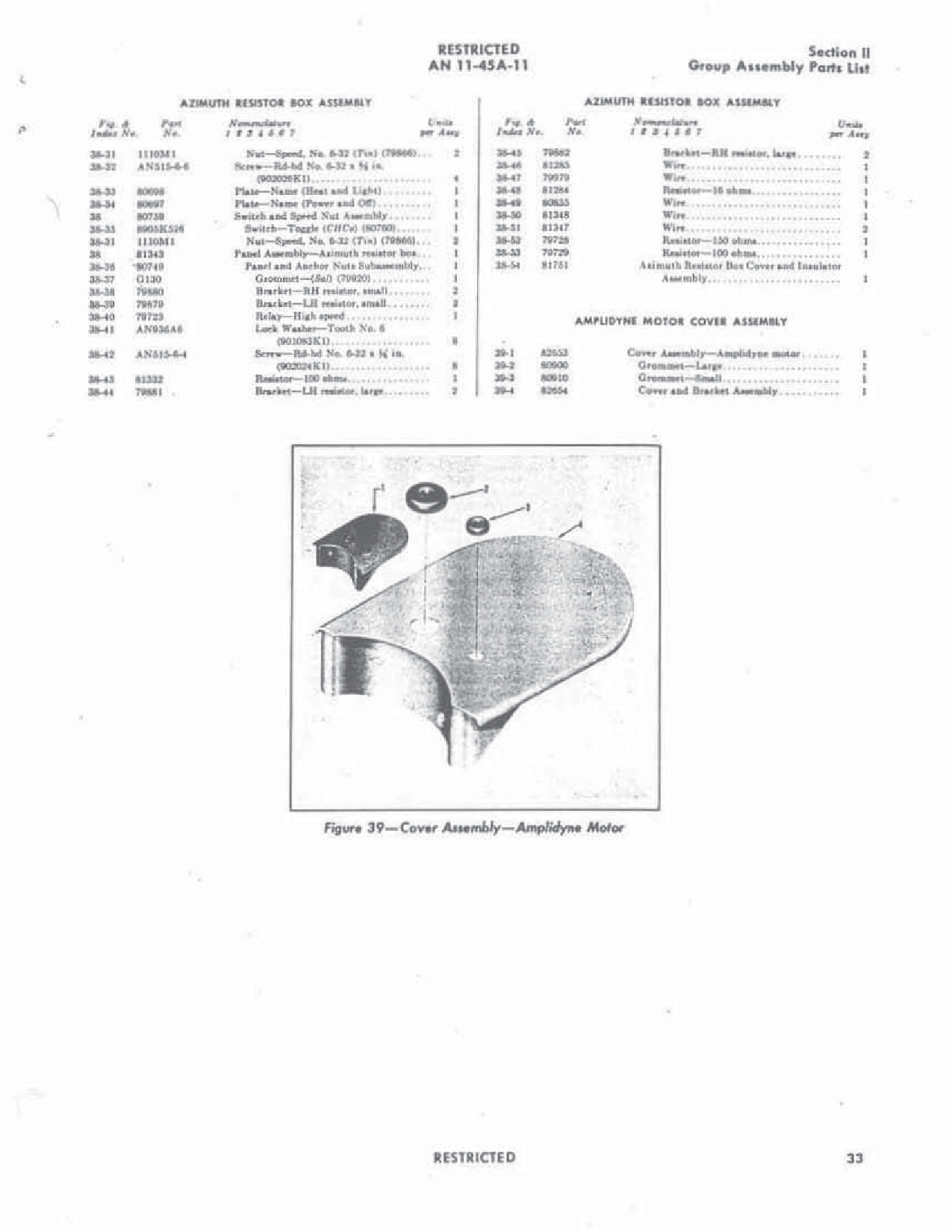 Sample page 37 from AirCorps Library document: Turret Parts Catalog - Army A-9B, Navy 250CE-4