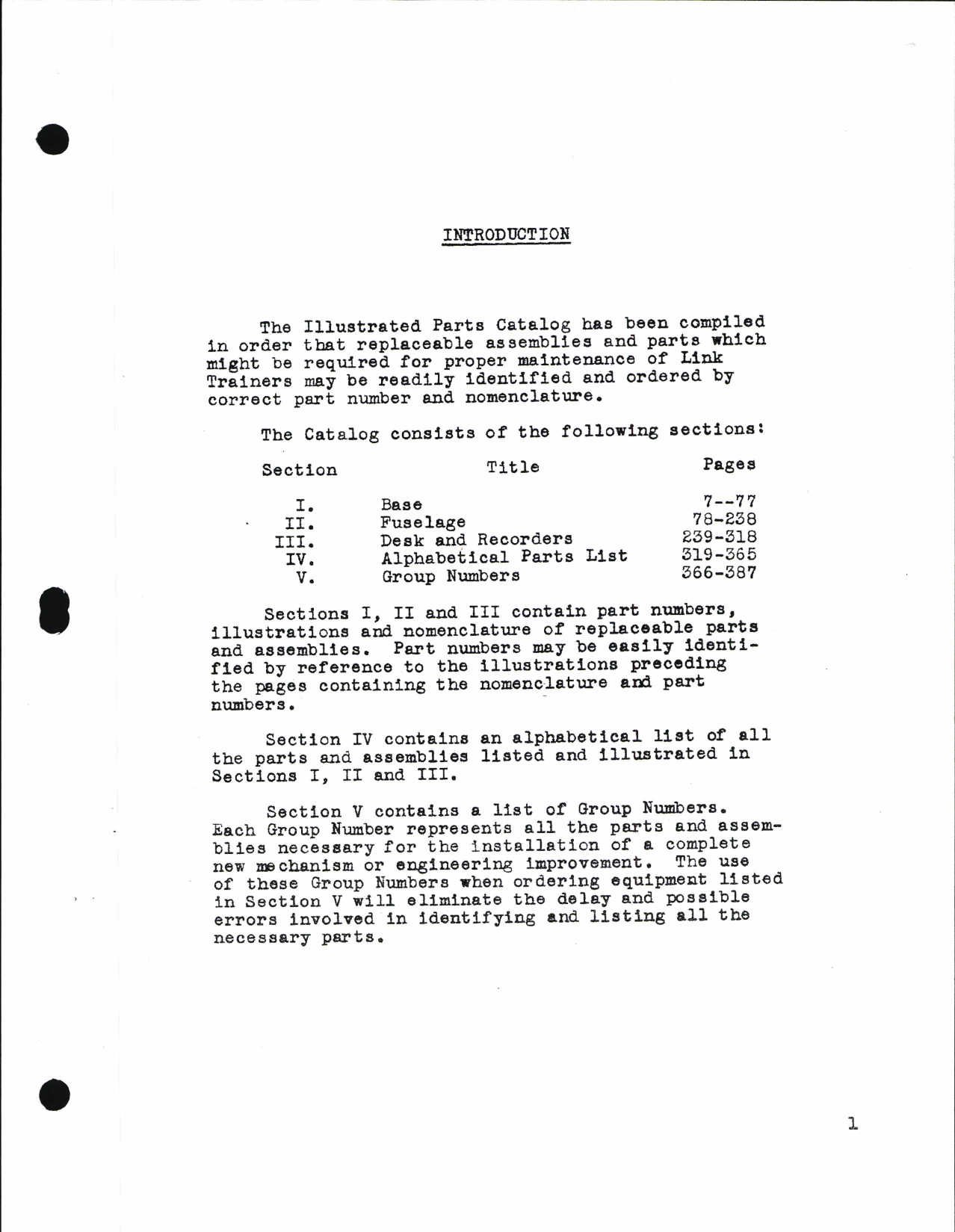 Sample page 5 from AirCorps Library document: Illustrated Parts Catalog for Link Instrument Flying Trainers