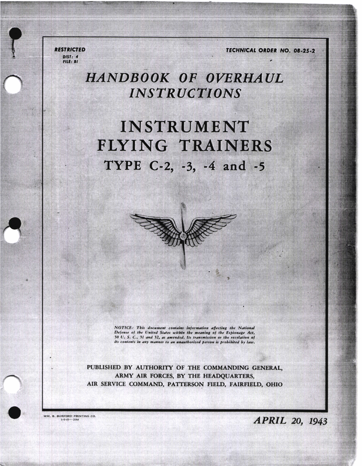 Sample page 1 from AirCorps Library document: Handbook of Overhaul Instructions for Instrument Flying Trainers Type C-2, C-3, C-4, and C-5