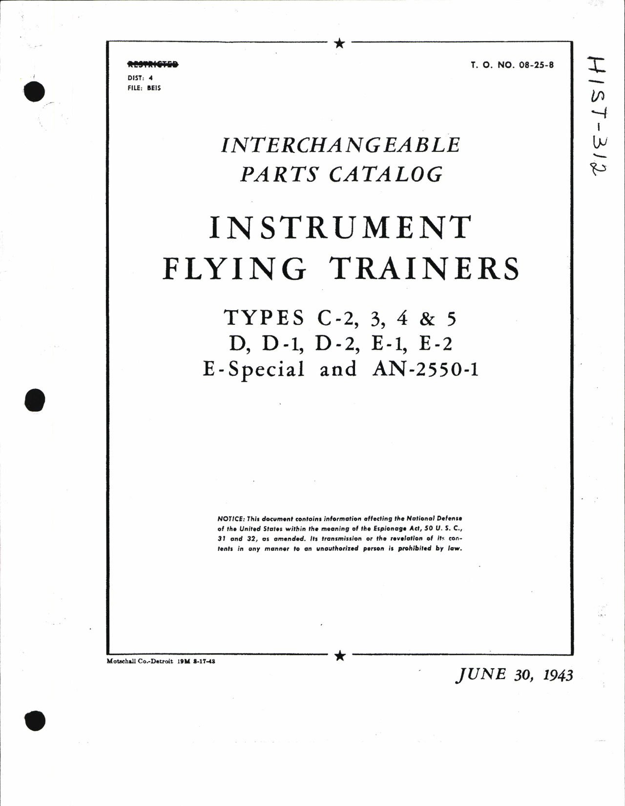 Sample page 1 from AirCorps Library document: Interchangeable Parts Catalog for Instrument Flying Trainers