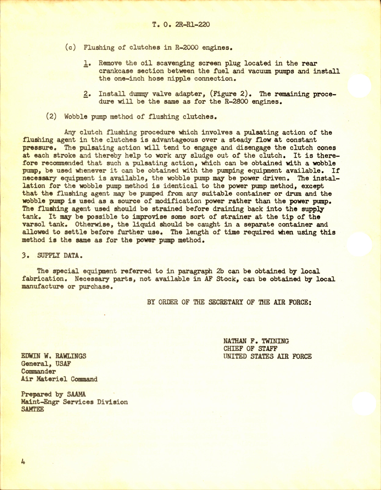 Sample page 4 from AirCorps Library document: Periodic Flushing of Clutches for R-2000 and R-2800 Engines