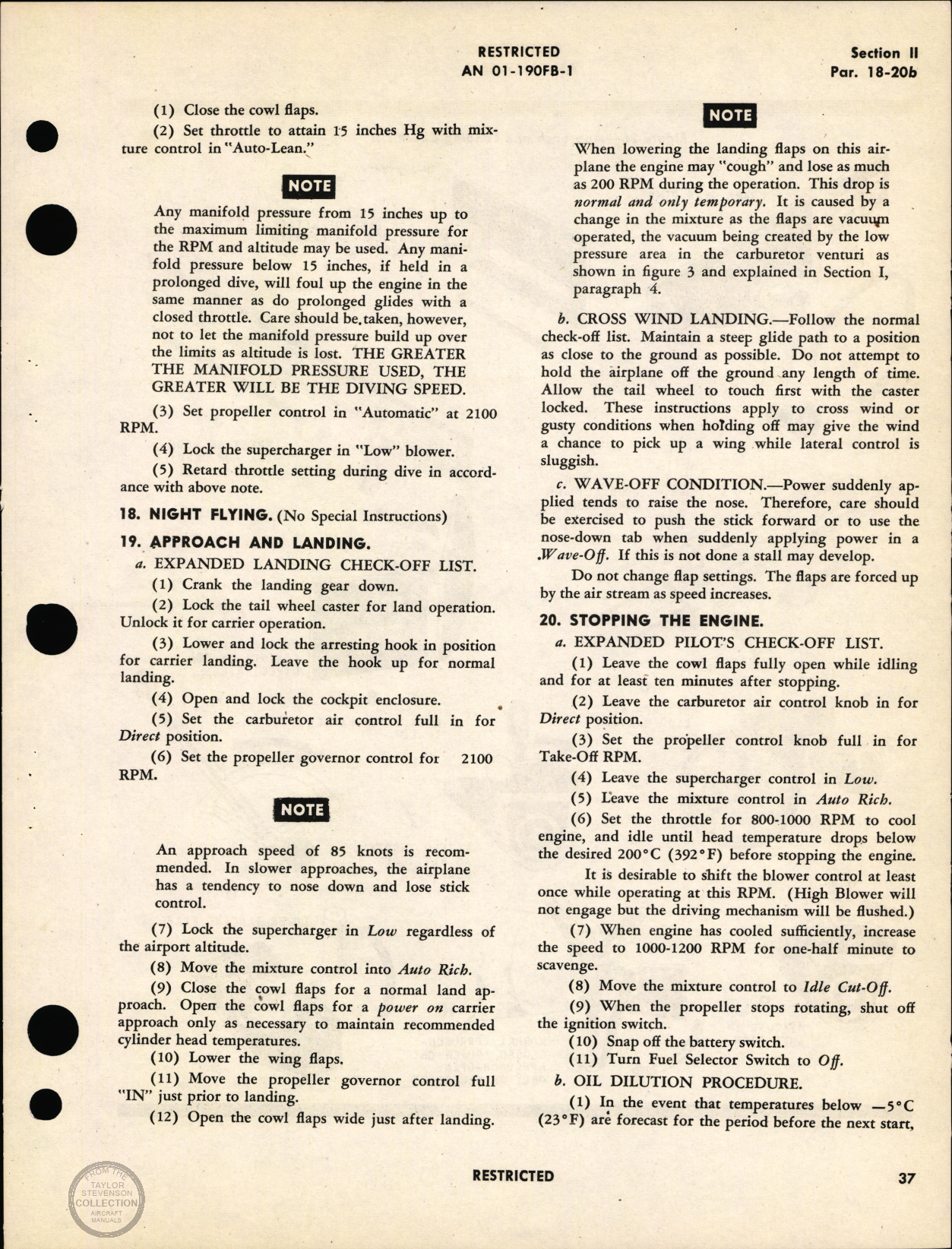 Sample page 45 from AirCorps Library document: Pilots Flight Operating Instructions - FM-2 Wildcat
