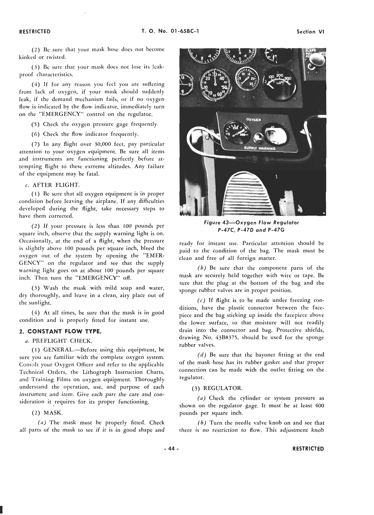 Sample page 48 from AirCorps Library document: Pilot's Operating Instructions P-47B, C, D, G