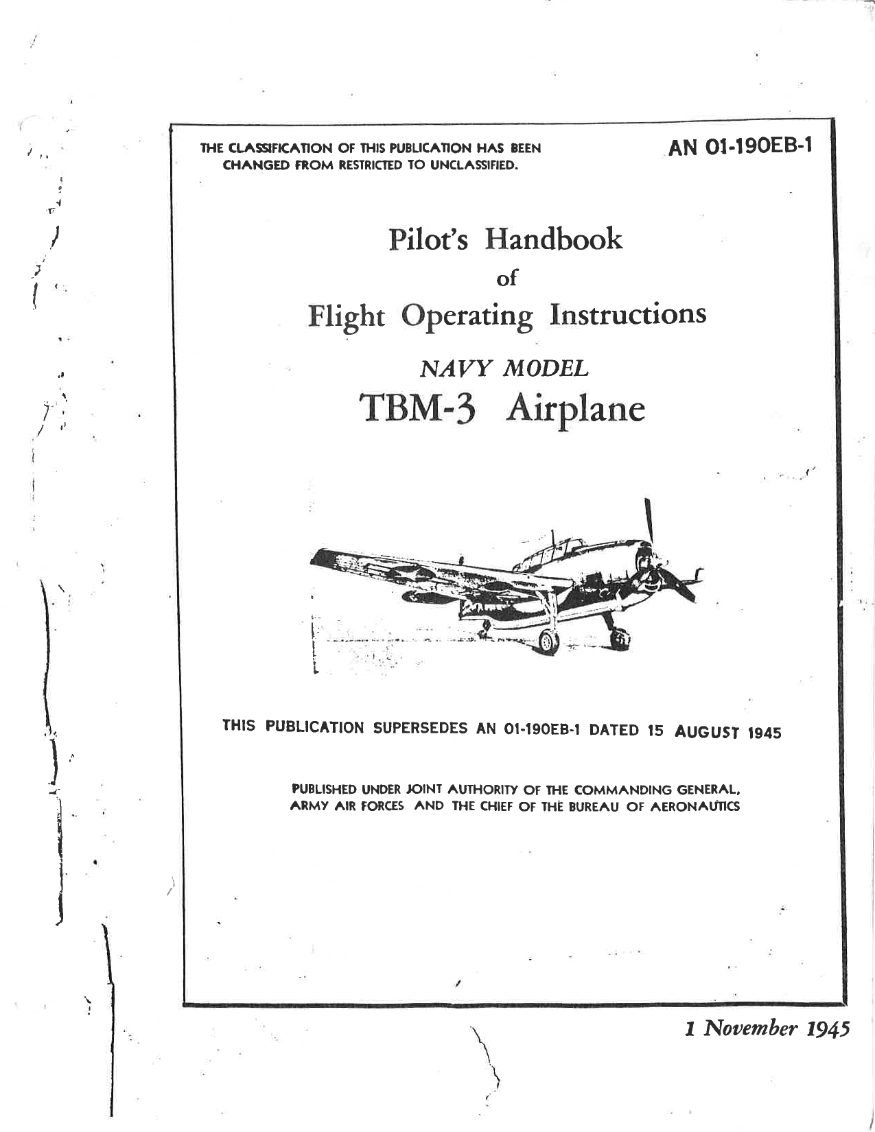 Sample page 1 from AirCorps Library document: Pilot's Handbook - TBM-3