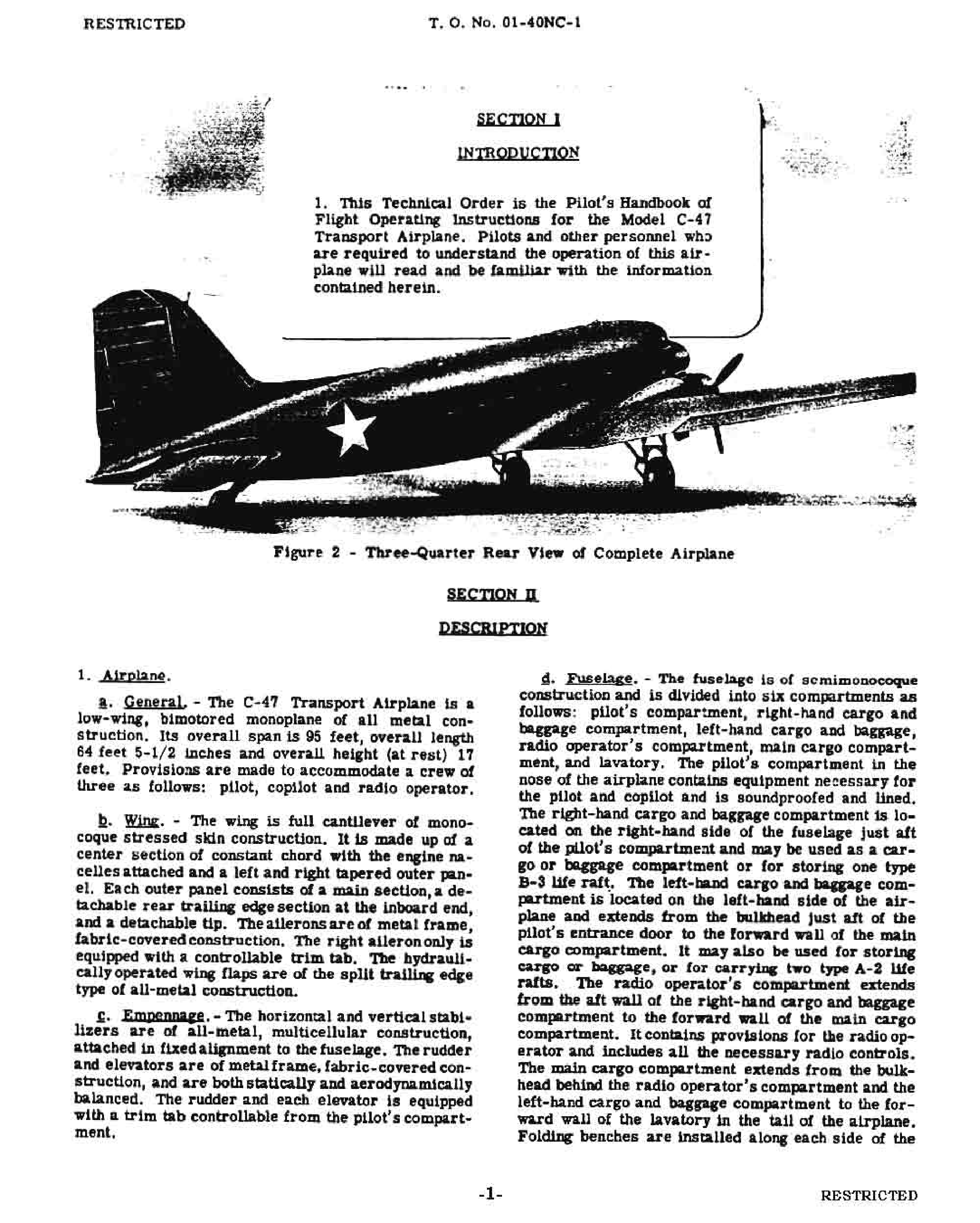 Sample page 5 from AirCorps Library document: Pilot's Flight Operating Instructions for C-47 Airplane