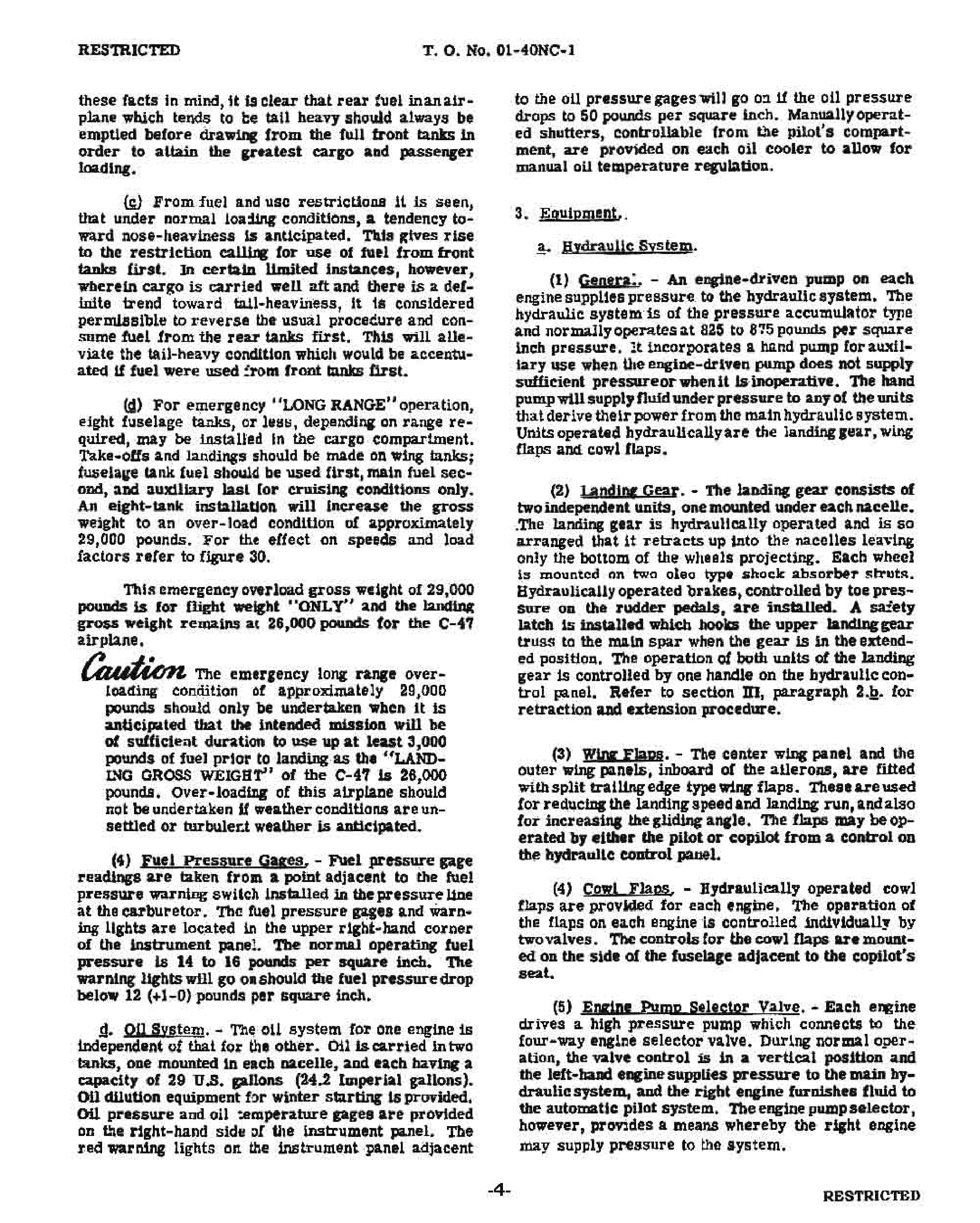 Sample page 8 from AirCorps Library document: Pilot's Flight Operating Instructions for C-47 Airplane