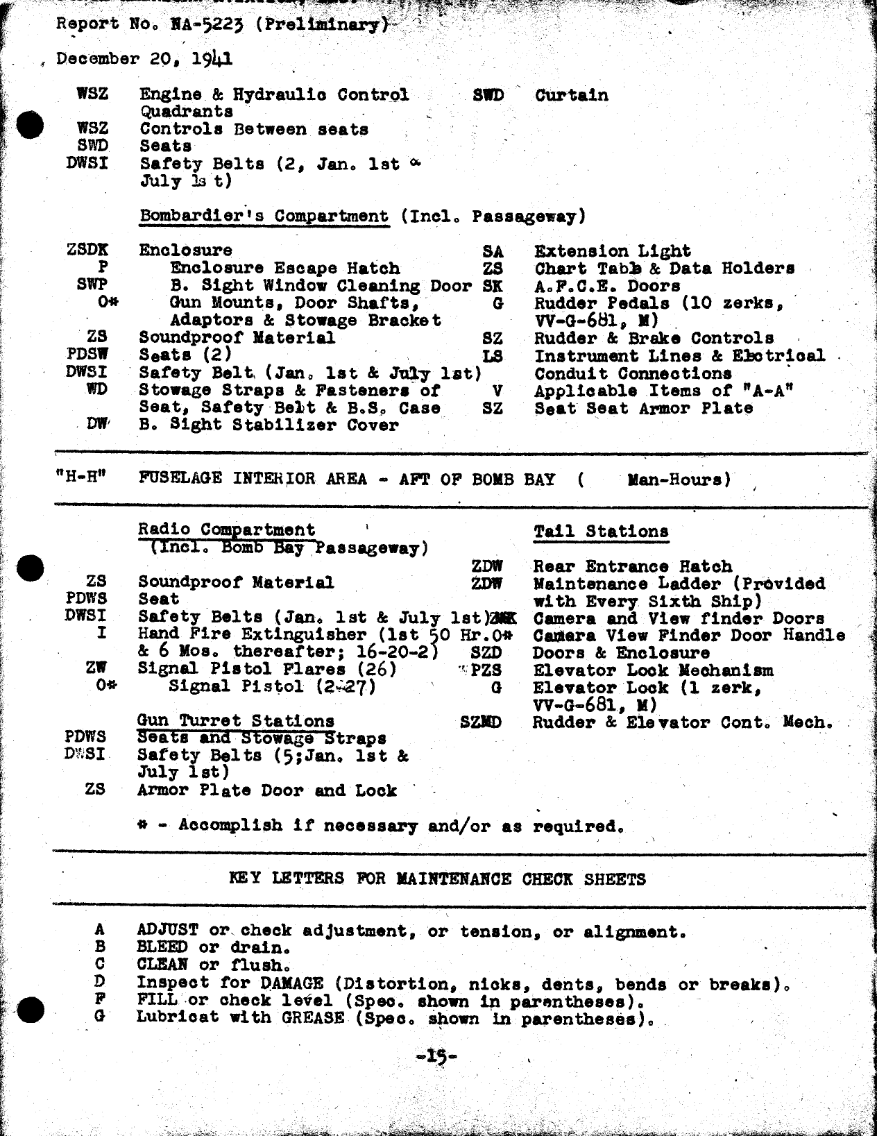 Sample page 15 from AirCorps Library document: Preliminary Maintenance Check Sheet B-25C, B-25D